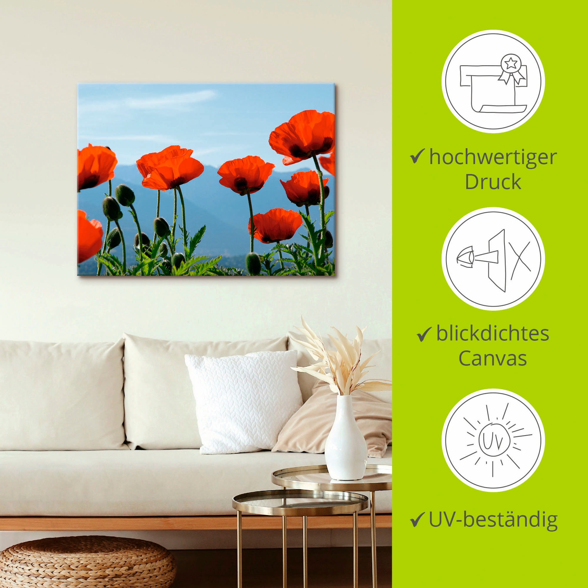 Artland Wandbild »Mohnblüten«, Blumen, (1 St.), als Leinwandbild, Poster in verschied. Größen