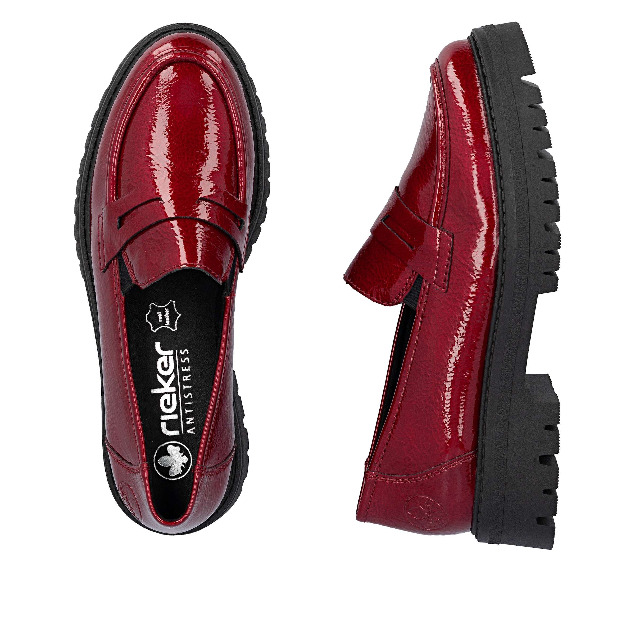 Rieker Loafer, Slipper, Halbschuh, Schlupfschuh, Businessschuh in Lack-Optik
