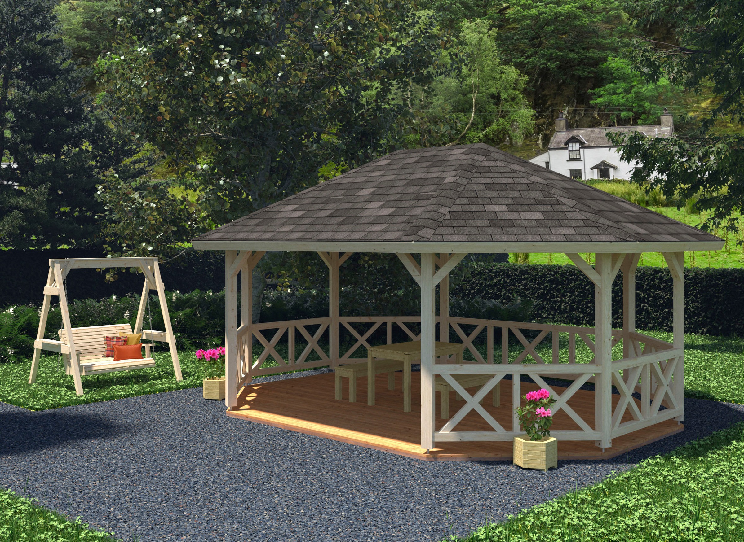 Palmako Holzpavillon »Betty«, BxT: 615x551 cm, transparent