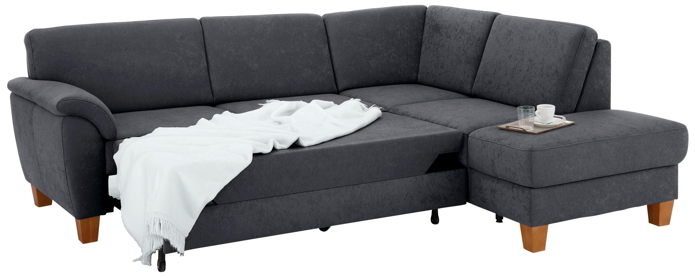 Home affaire Ecksofa »Alta L-Form«, mit Federkern und Kontrastnaht, Füße Buche eichefarben