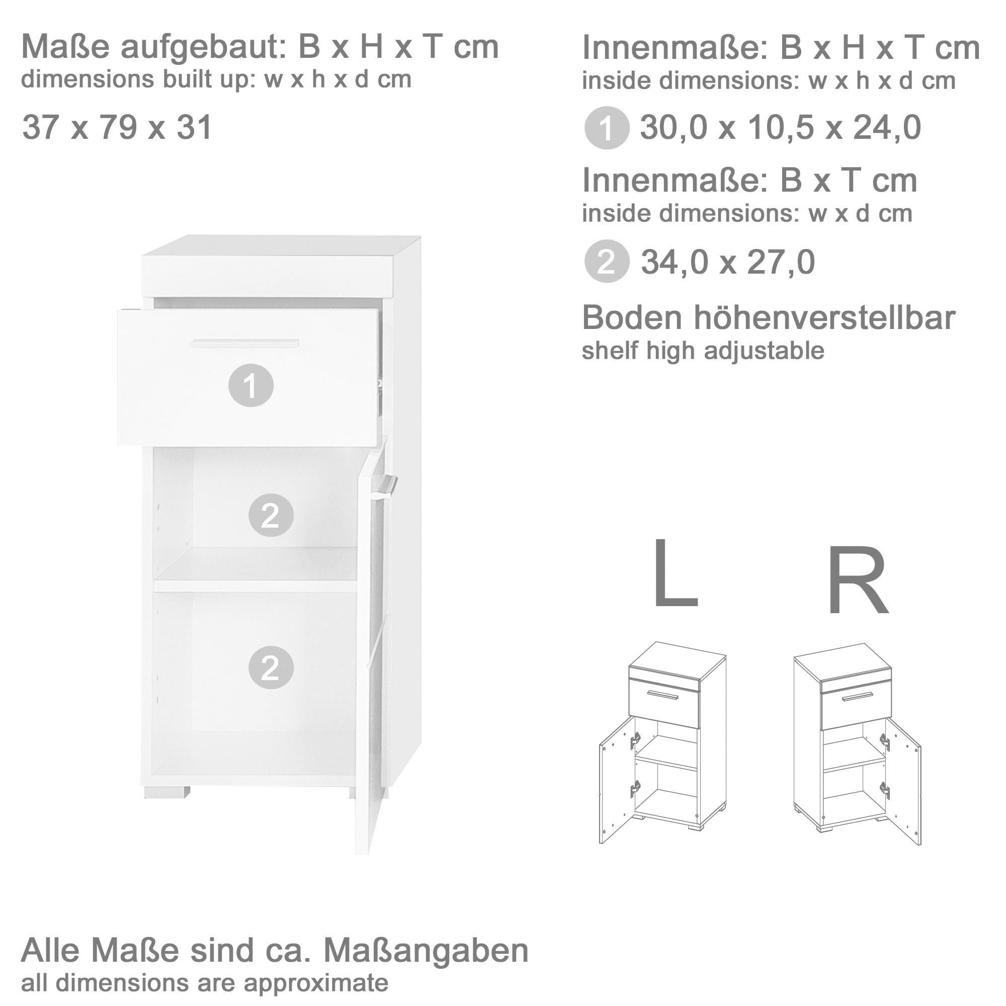 INOSIGN Unterschrank »Avena«, Breite 37 cm, Badezimmerschrank mit 1 Schubkasten und 1 Tür