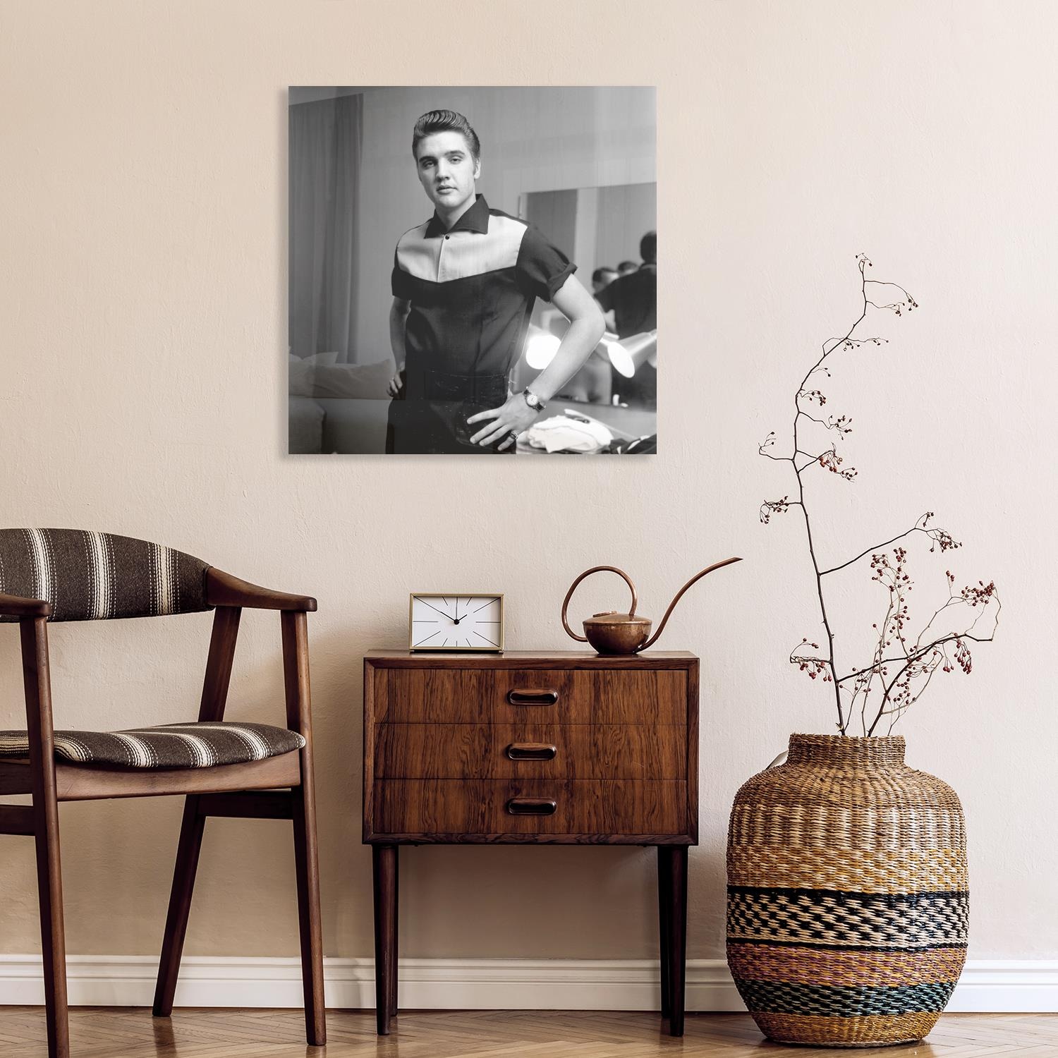 queence Acrylglasbild "Elvis", Schwarz-Weiß-Mann-Stars-Portrait-Foto-Film-F günstig online kaufen