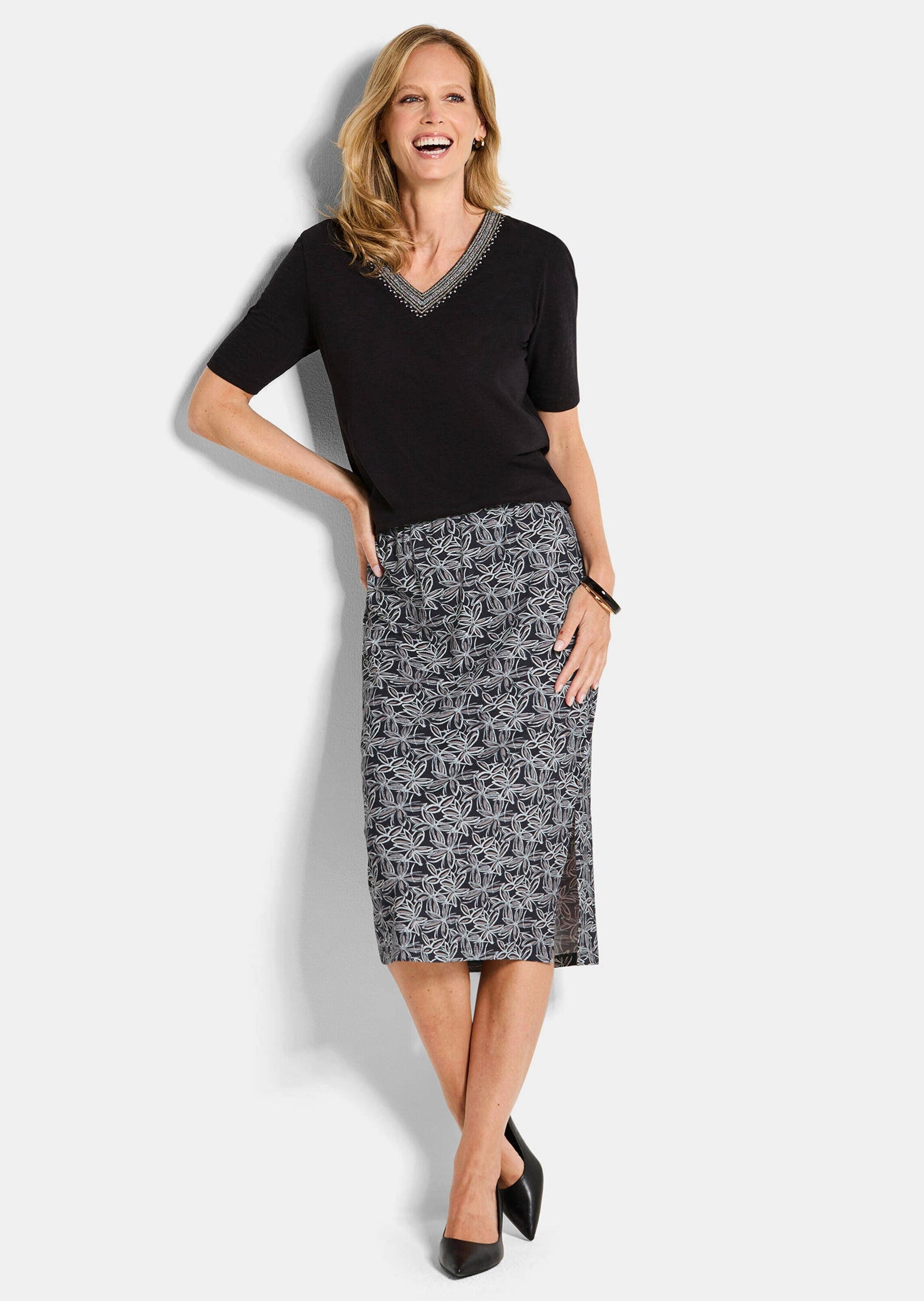 GOLDNER Jerseyrock "Kurzgröße Schlupfrock mit floralem Muster" stretchbeque günstig online kaufen