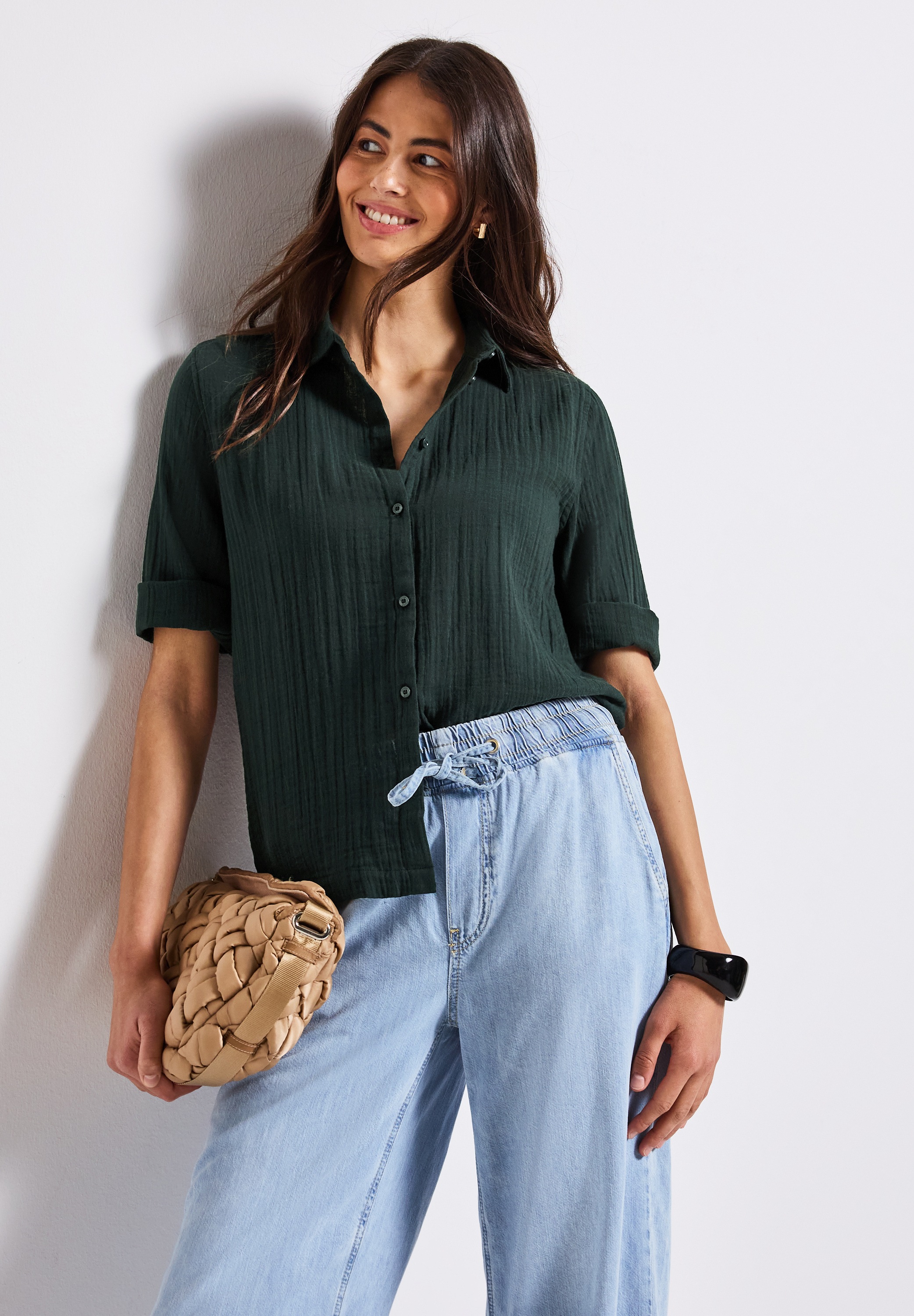 STREET ONE Hemdbluse, im Musselin-Look günstig online kaufen