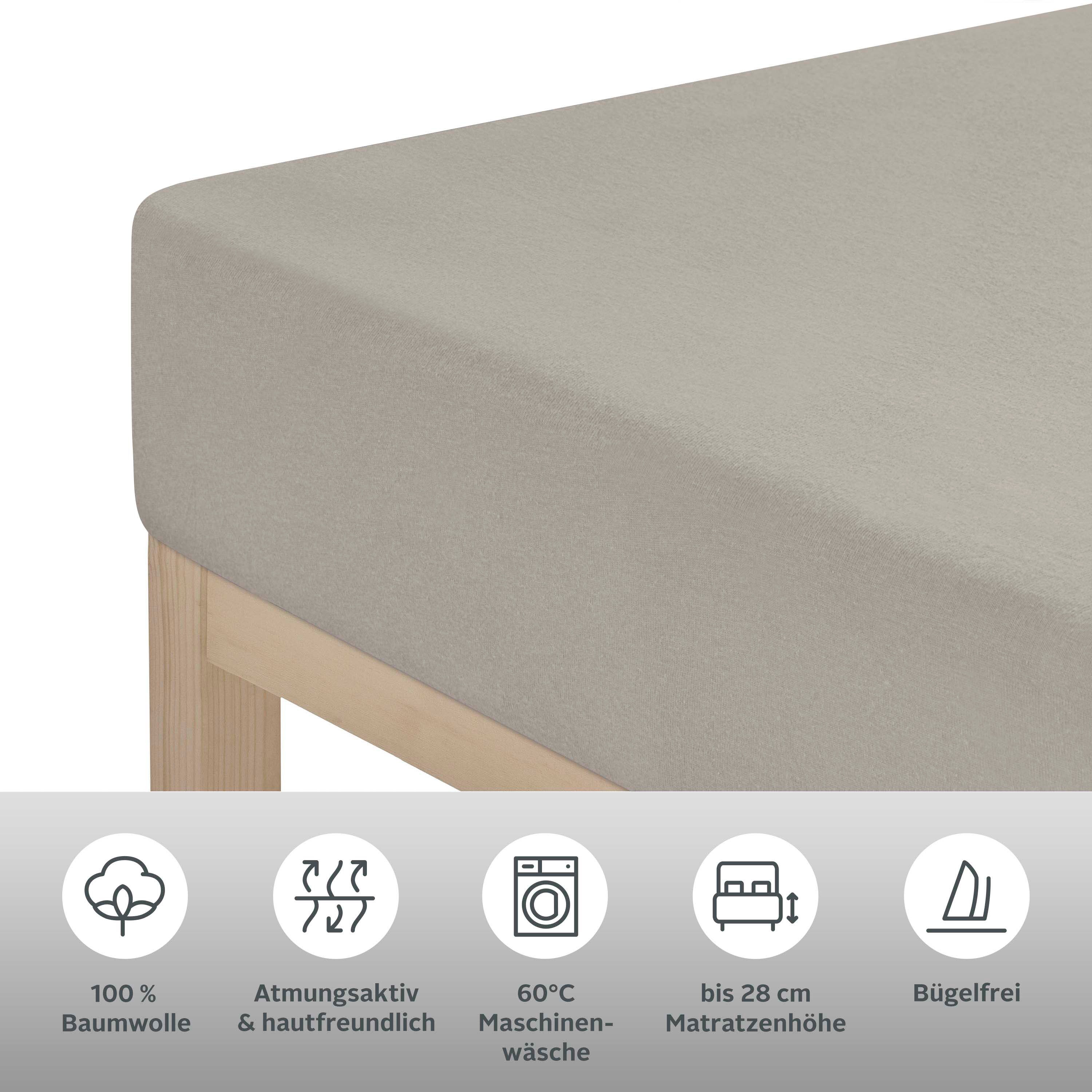 Thumbnail - my home Spannbettlaken "BLACKBERRY" Baumwolle, Matratzen bis 28 cm Höhe, Bettlaken, Spannbetttuch, Laken