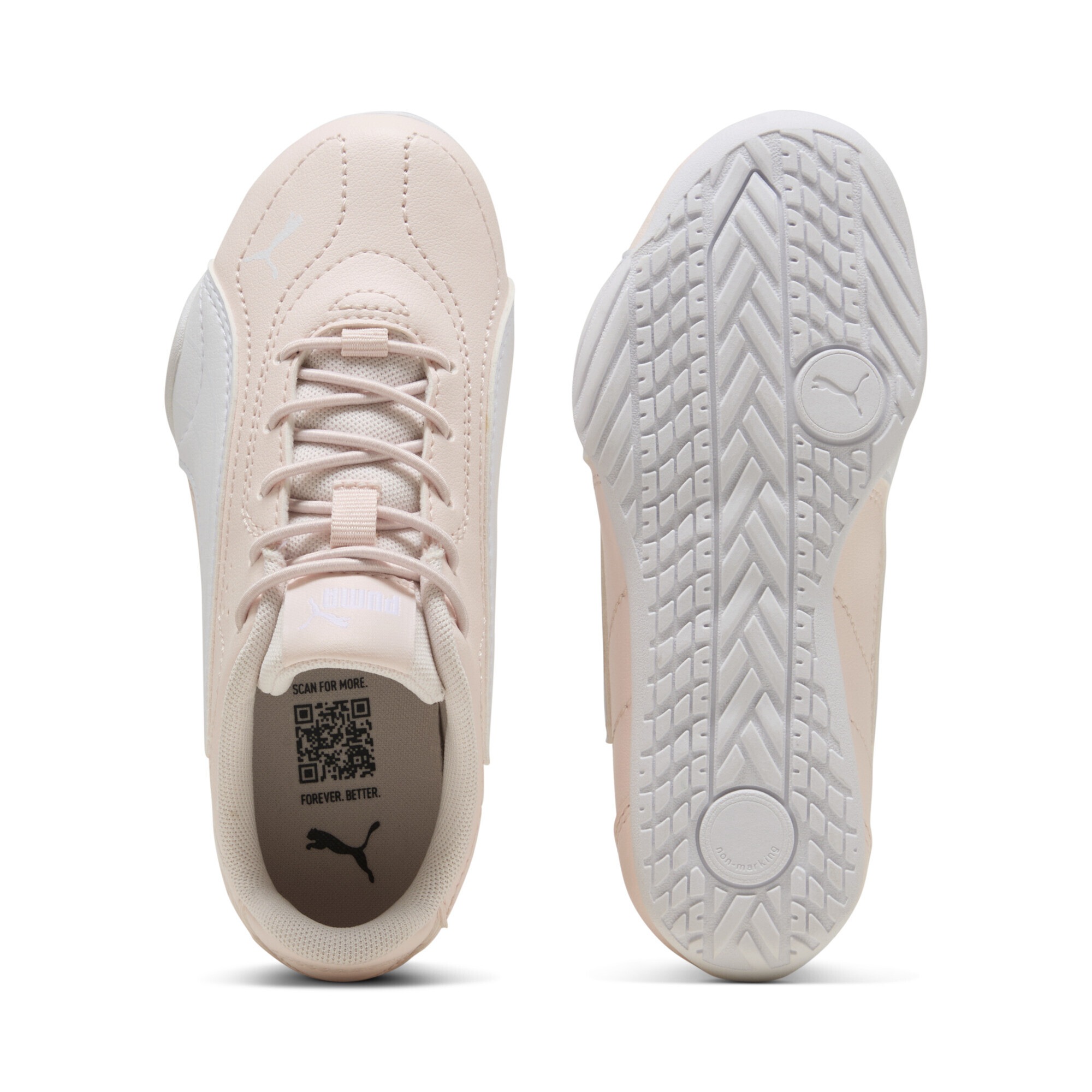 Sneaker PUMA "Puma Catch Sneakers Kinder", Damen, Gr. 32, jasmine flower weiß pink, Obermaterial: Textil, Synthetik; Futter: Textil; Innensohle: Textil; Laufsohle: Gummi, Schuhe Sneaker 3