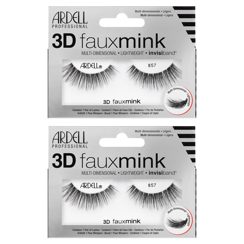 ARDELL Bandwimpern »3D Faux Mink 857«, (Packung, 2 tlg.), aus seidigem Synthetik