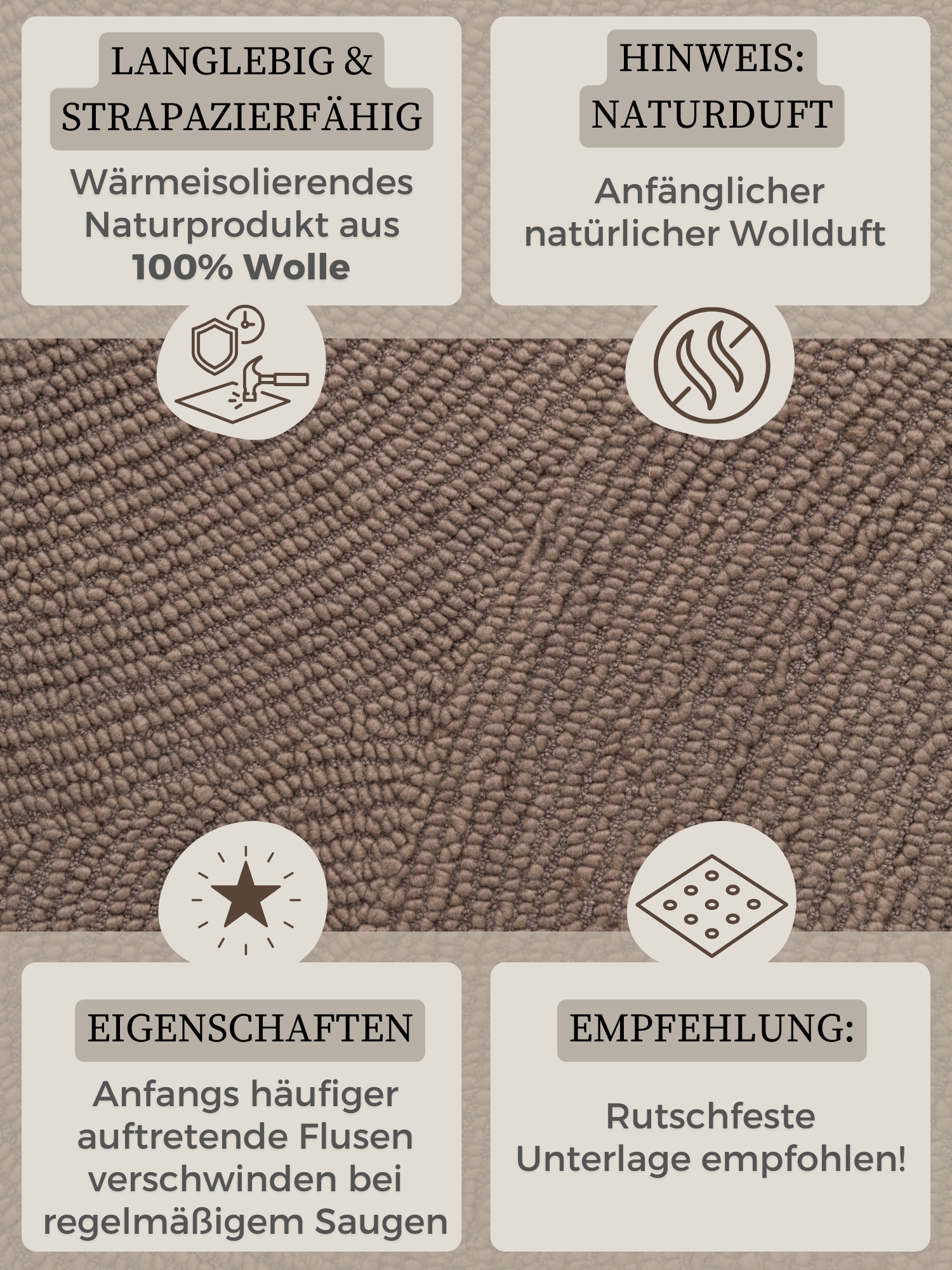HANSE Home Wollteppich »Eleni«, rechteckig, 18 mm Höhe, Handgetuftet, Wolle, Natur, Wohnzimmer, Schlafzimmer, Skandi, Hygge