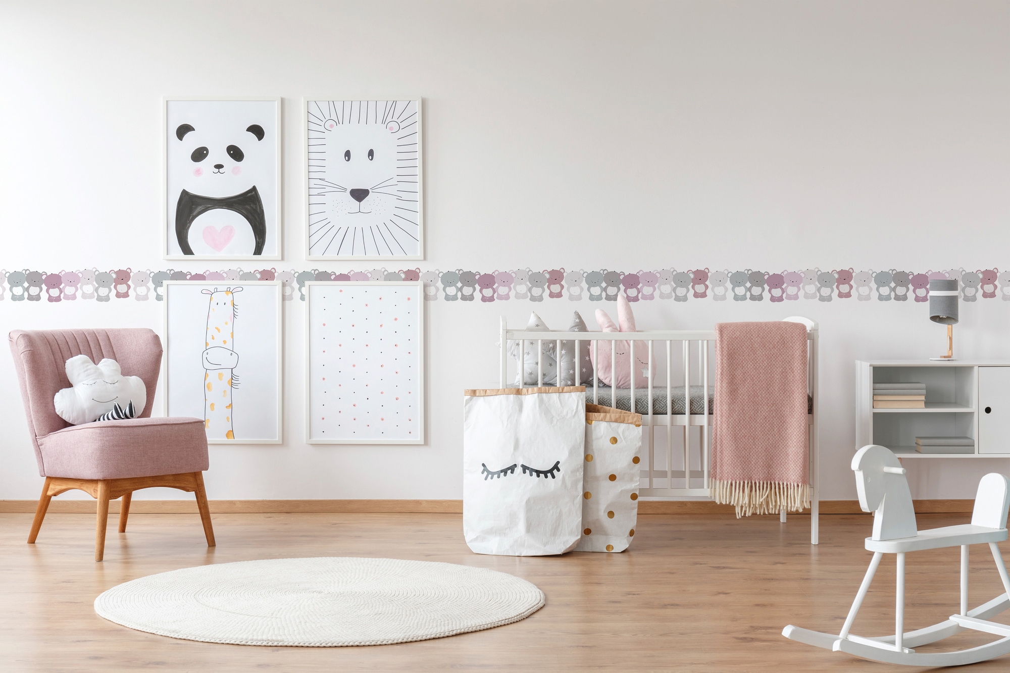 A.S. Création Bordüre »Cute Bears«, Tapete Kinderzimmer Rosa Grau Weiß