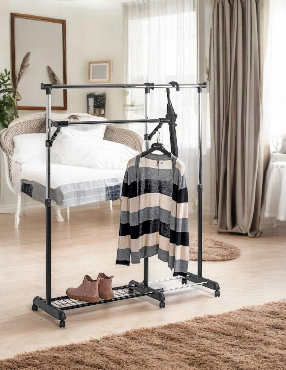 Portant à Vêtements "2 Tringles" 170cm Noir