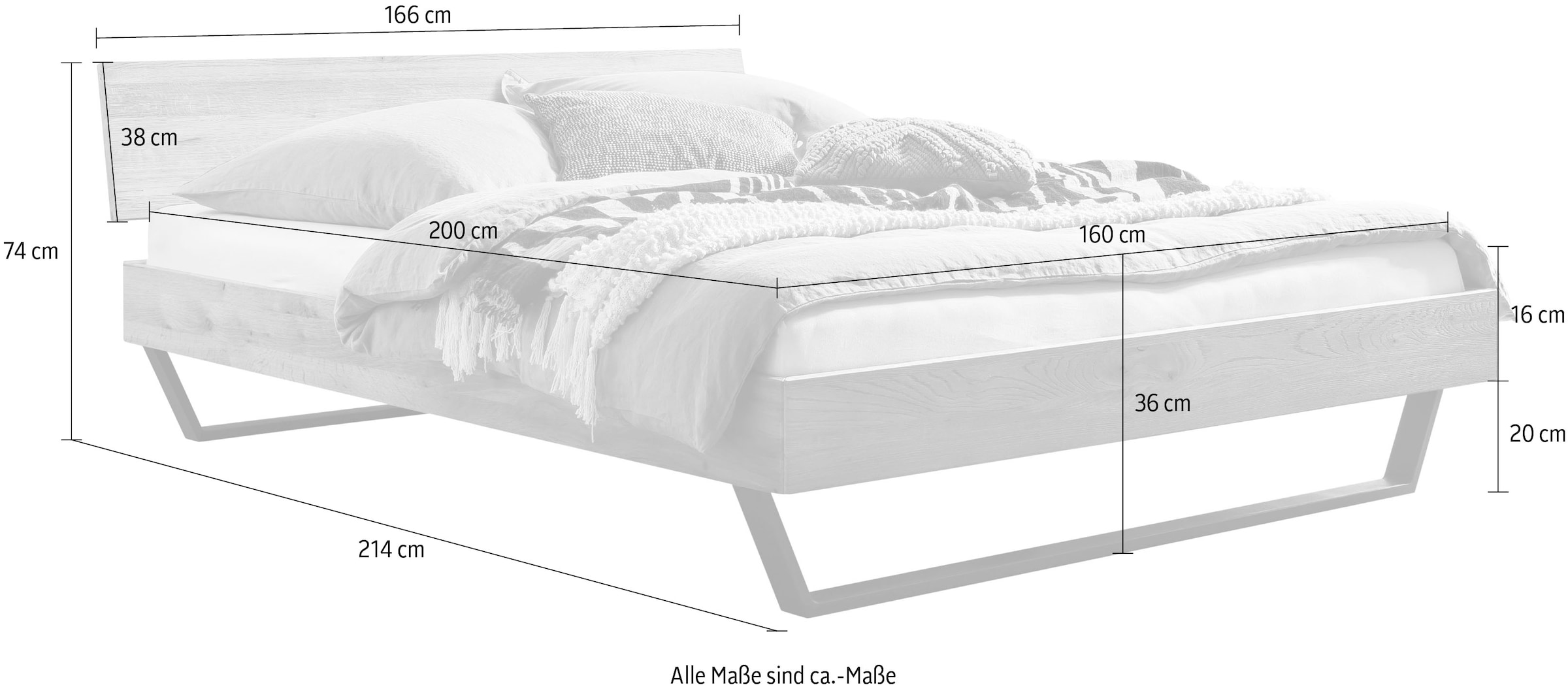 HASENA Massivholzbett »Asti«, mit einer Fußhöhe von 20 cm