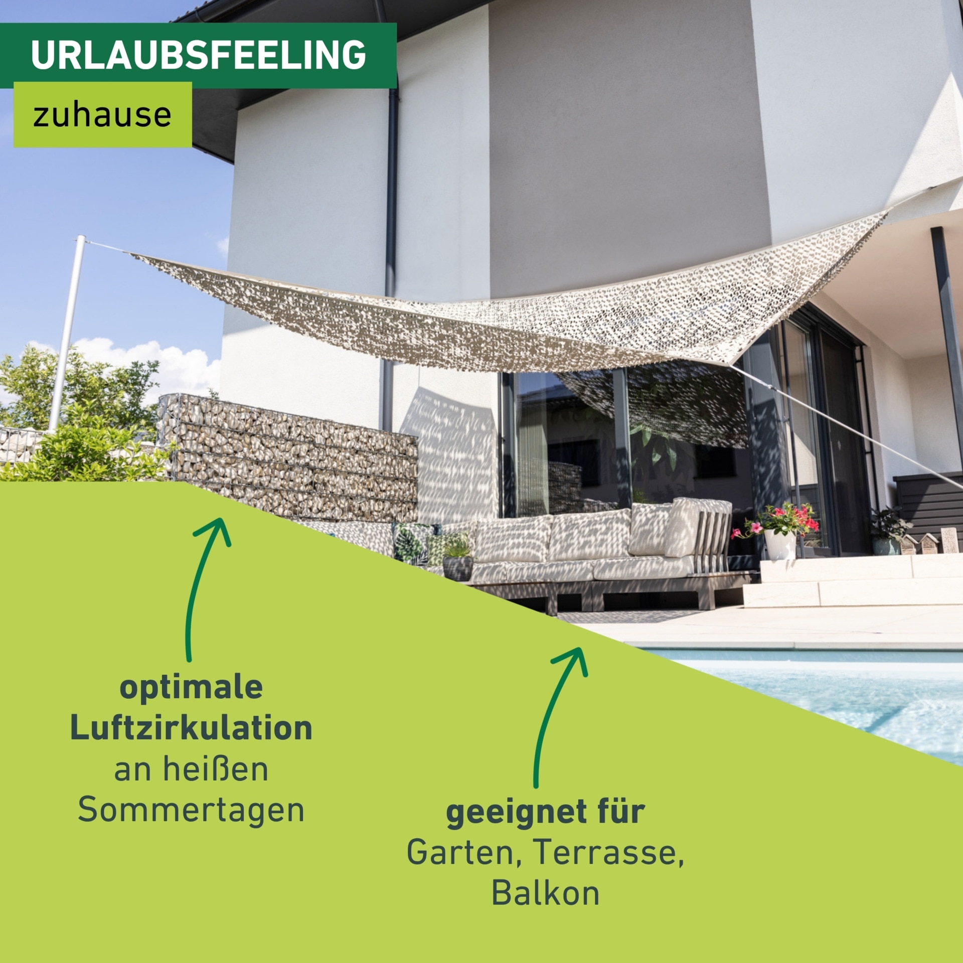 Windhager Sonnensegel »Beschattungsnetz COTE D´AZUR, Schattenspender mit UV Schutz« Sonnenschutz 3 x 4 m, erhältlich in beige/taupe oder weiß/grau