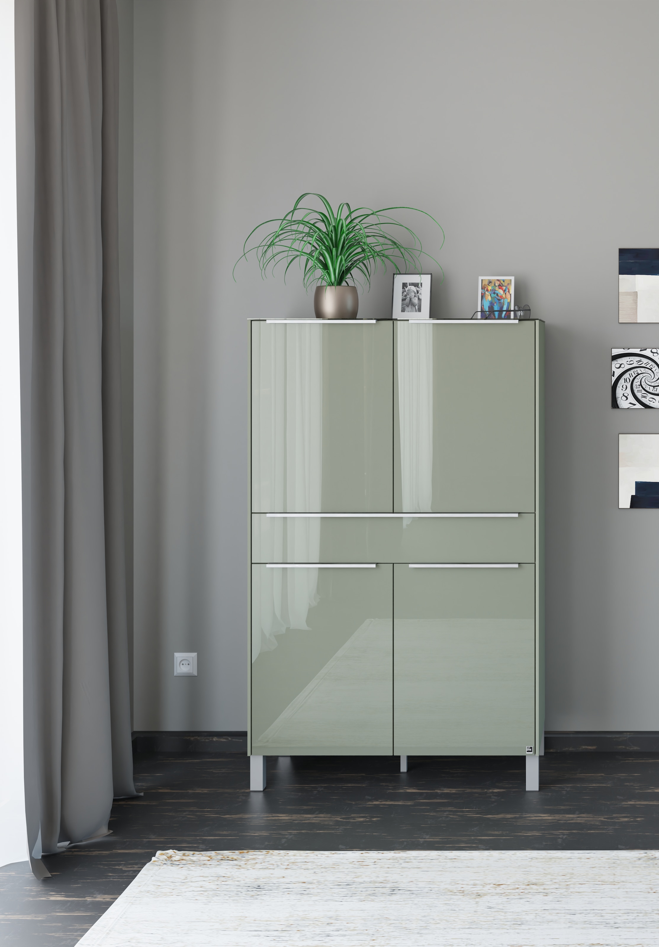 set one by Musterring Highboard "Reno" 1 Stk. tlg. Mit Vierkantfuß in diversen Farben, 152 cm Höhe & Farbauswahl