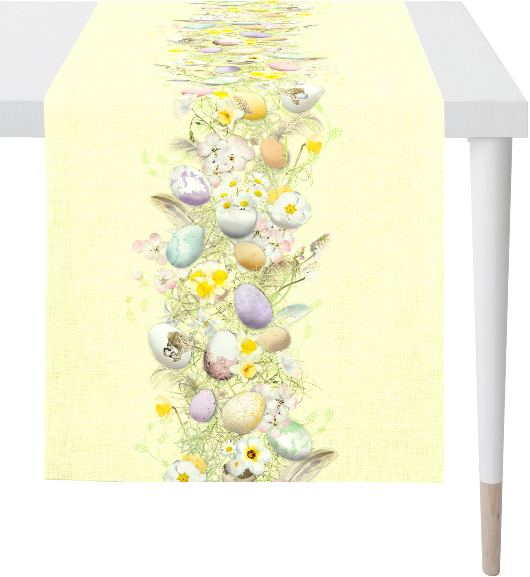 APELT Tischläufer »6810 St.), mit Ostereiern EASTER, Osterdeko, HAPPY Blüten BAUR (1 und modisches Digitaldruck, | Ostern«, Design