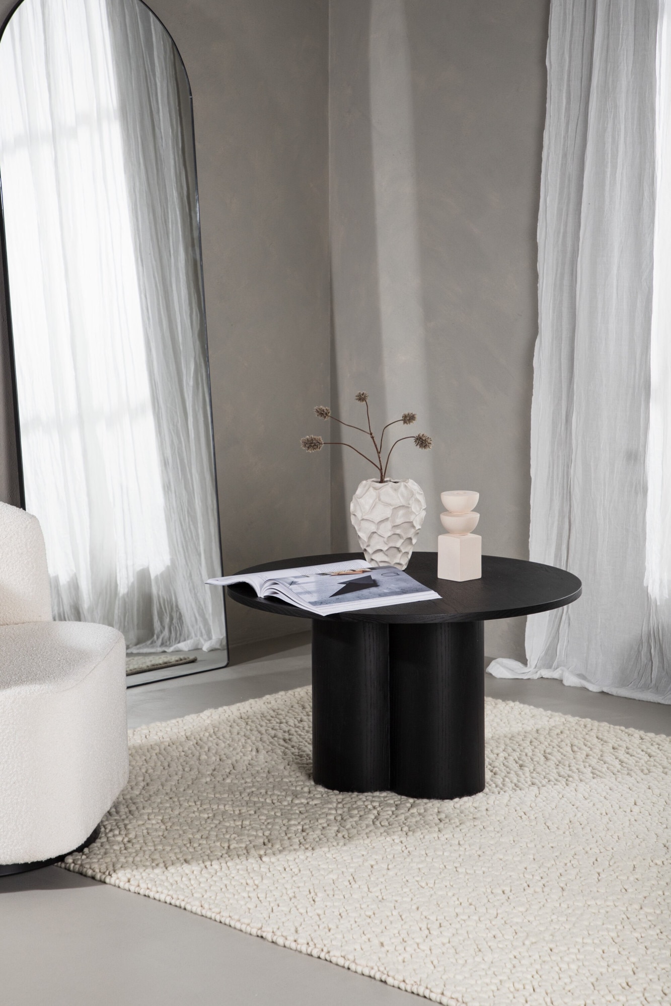 Venture Home "Olivia, runder Couchtisch, modern & elegant, Ø 80 cm" Sofatisch, MDF, rund, sanft geformt, anspruchsvoll, klar