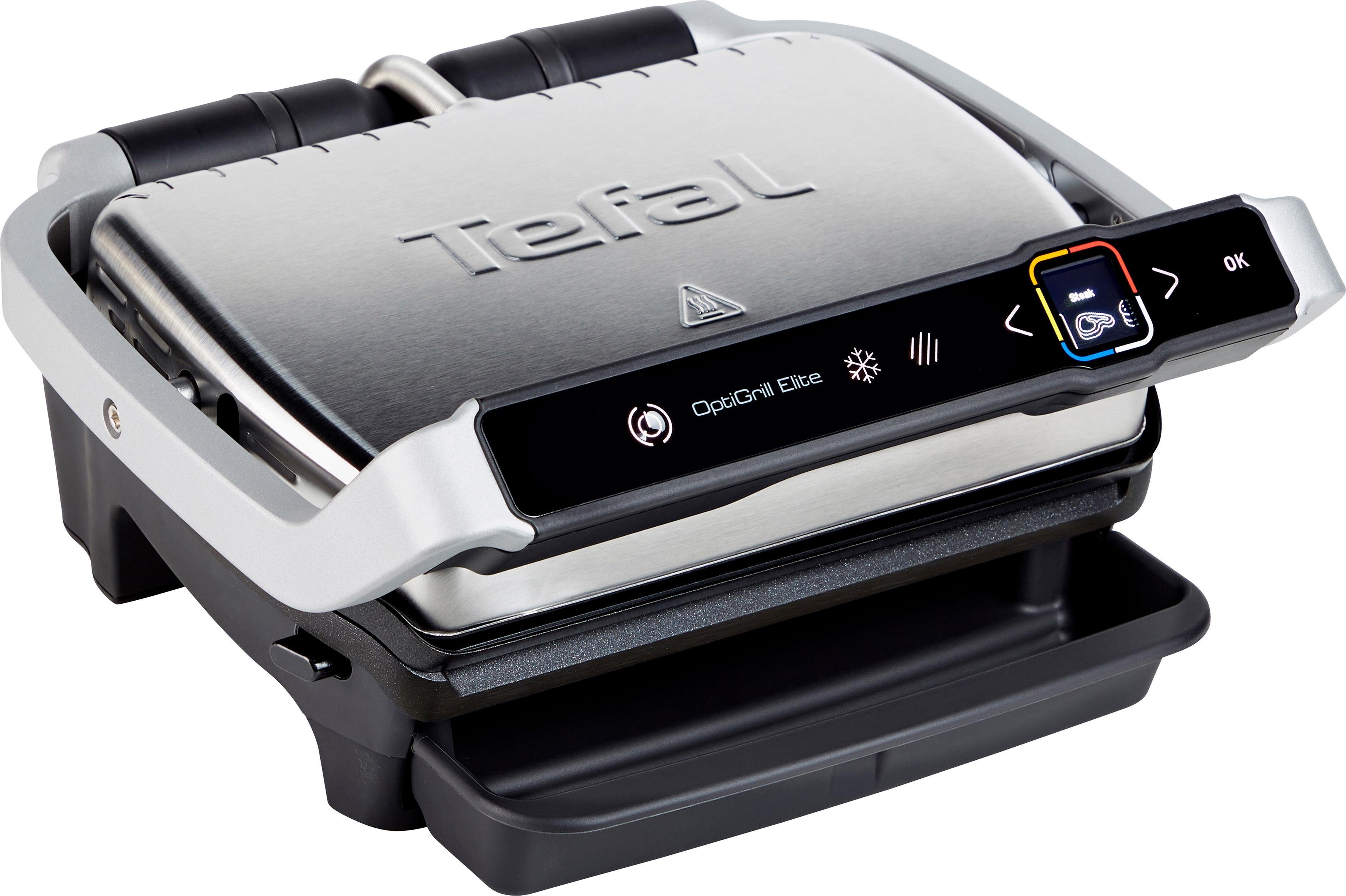 Tefal Kontaktgrill „GC750D OptiGrill Elite“, 2000 W, 12 Programme, intuitiver Sensor, Grillboost-Funktion, Rezeptbuch App