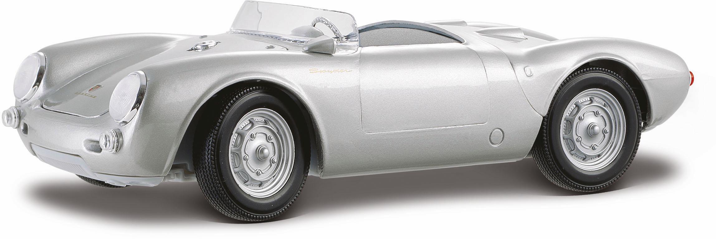 MAISTO Jungen Sammlerauto "Porsche 550A Spyder, 1:18, silberfarben", silber, Kunststoff, Metallspritzguss, L:20cm, Modellfahrzeuge, mit Lenkung und