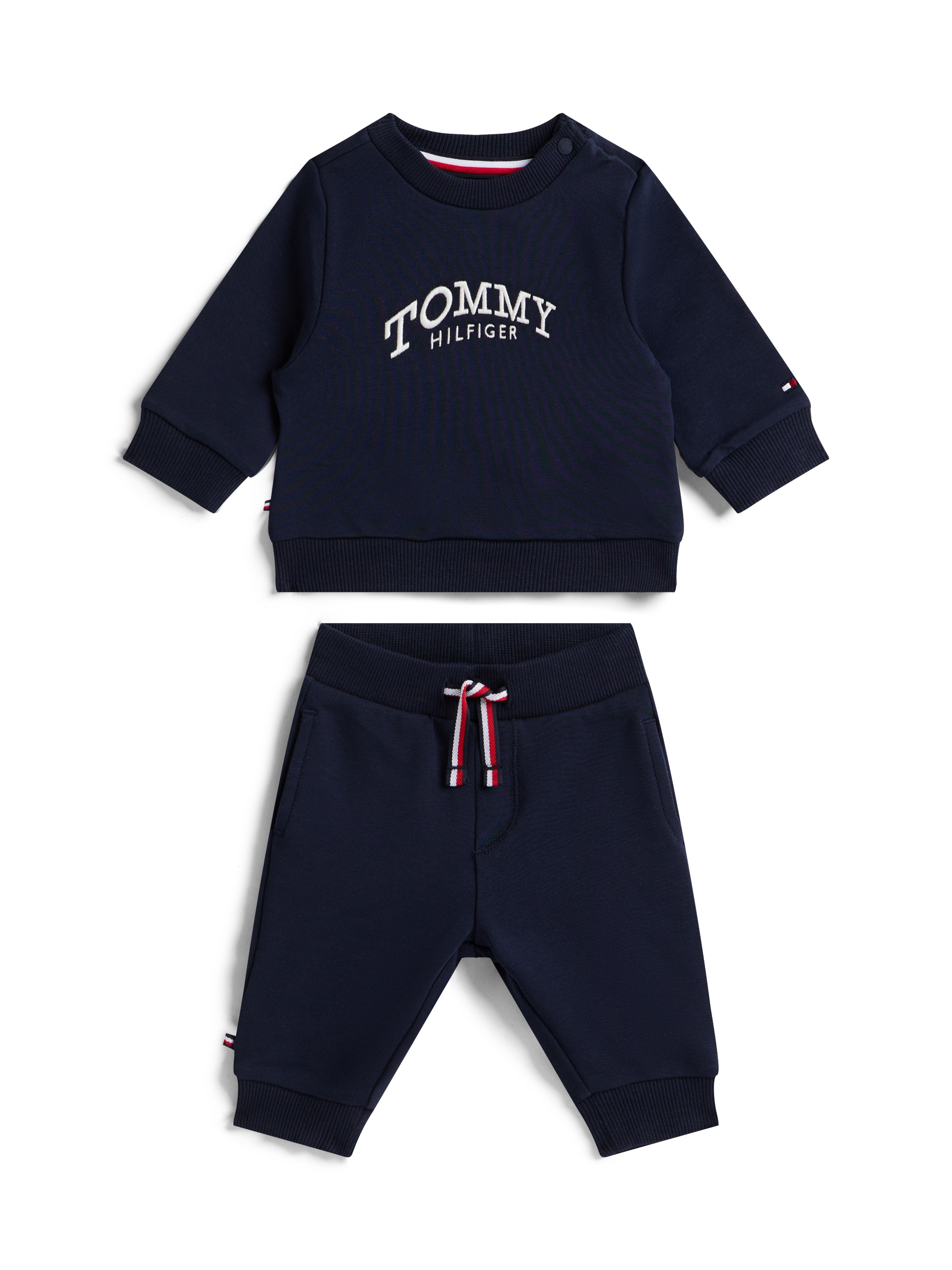 TOMMY HILFIGER Baby Langarmshirt & Hoseschwarz night navy, Gr. 80, unifarben, Jersey, Obermaterial: 95% Baumwolle, 5% Elasthan, KOB Set-Artikel, für