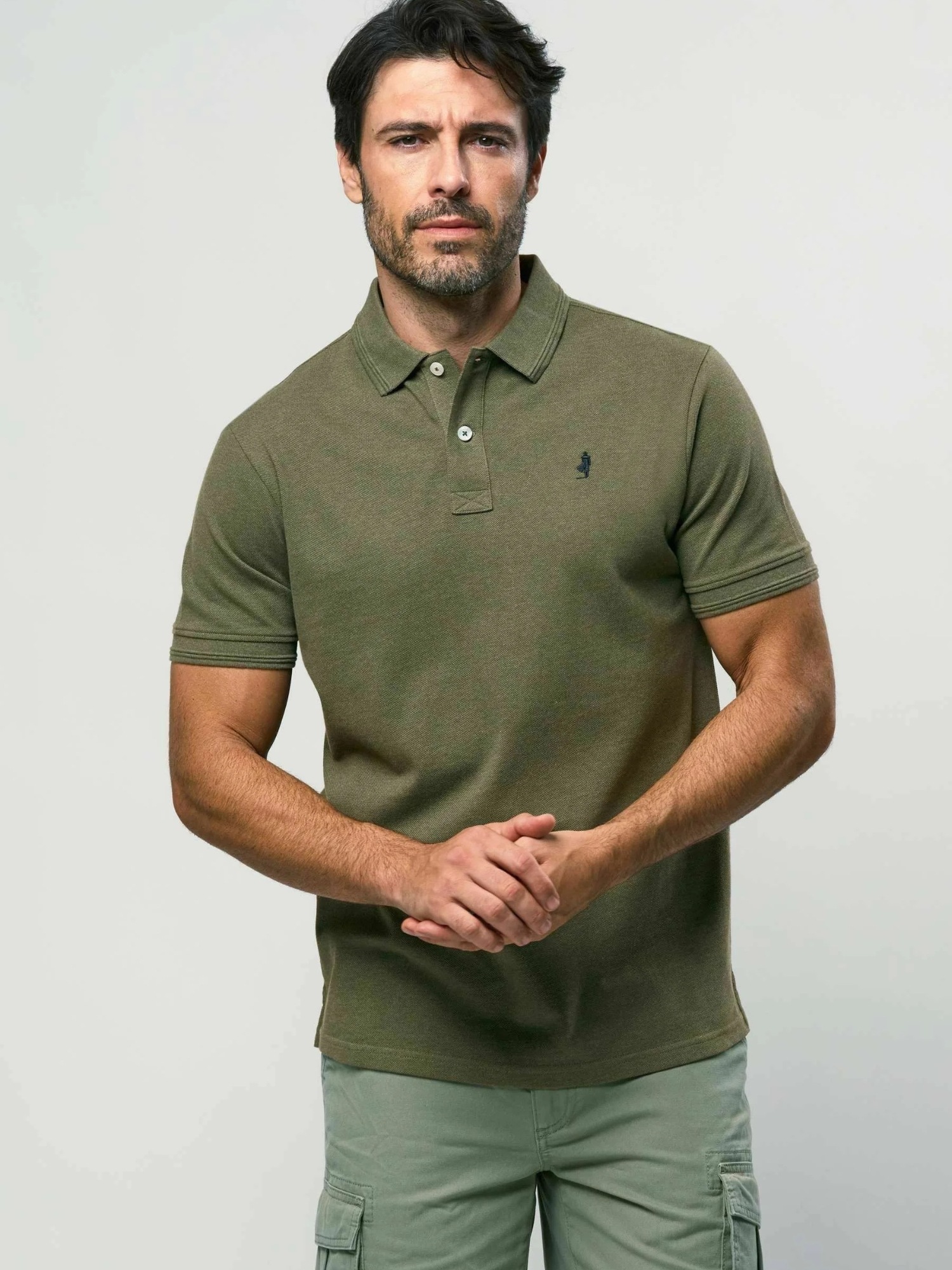Kurzarmhemd MCS "MCS Polo shirt MCBob", Herren, Gr. XXL, Normalgrößen, beetle melange, Obermaterial: 100% Baumwolle, Hemden 2