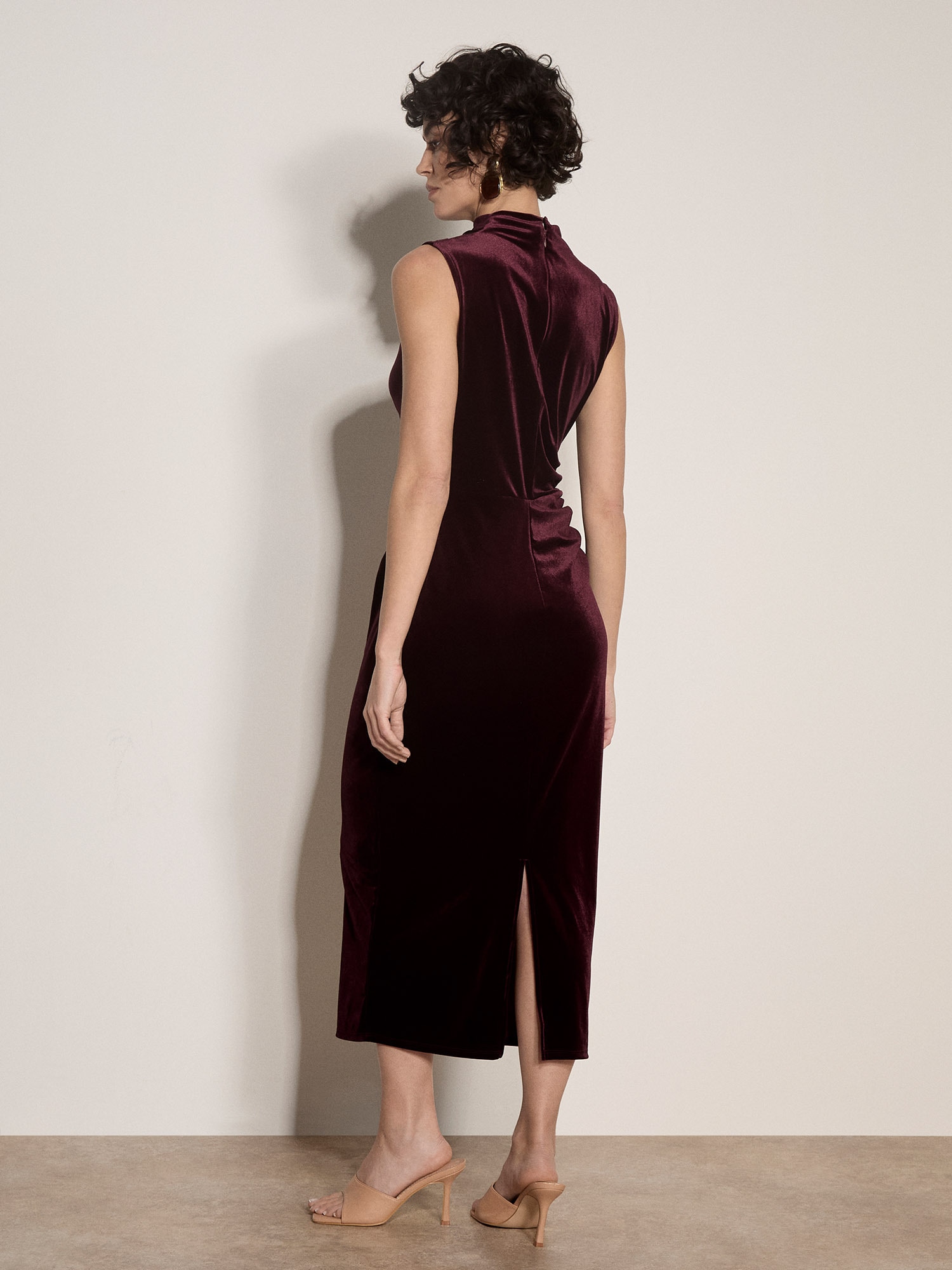 Apricot Partykleid »Bodycon-Midaxi-Kleid« Ohne Taschen aus Samt