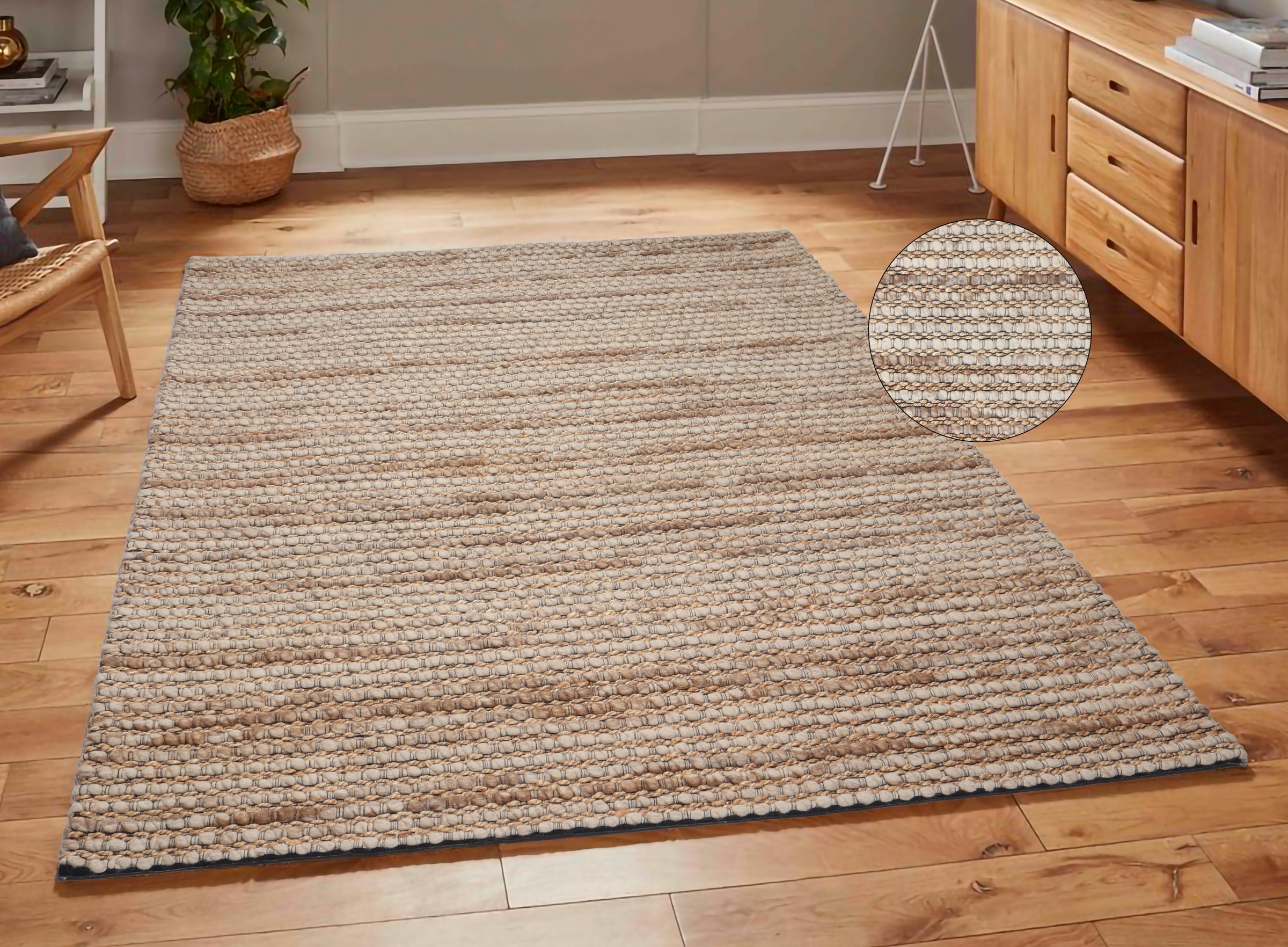 my home Wollteppich "Leevy, Wolle und Jute, handgewebt, Handweb Teppiche" r günstig online kaufen