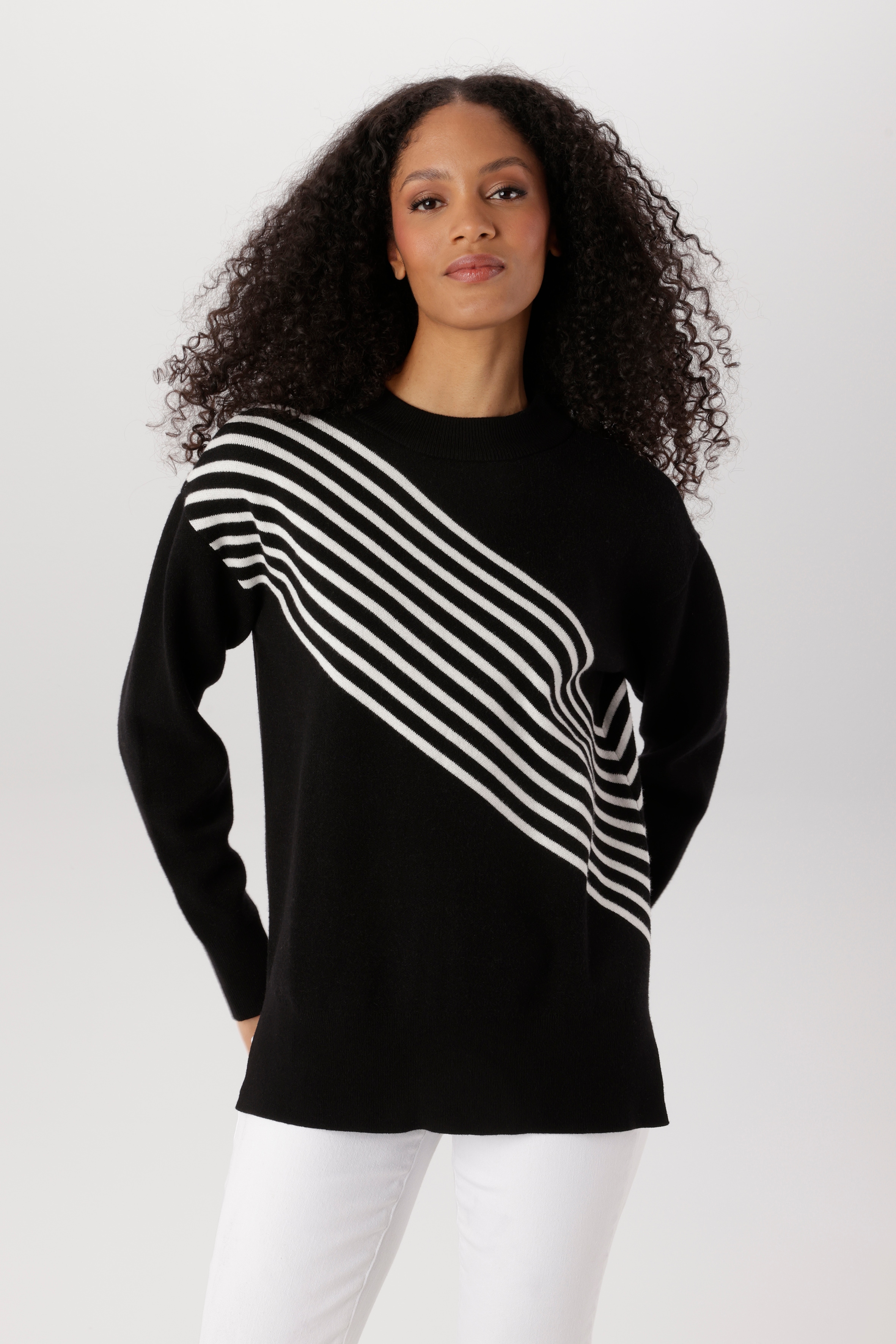 Aniston SELECTED Strickpullover raffinierter Streifenverlauf vorne und hinten - NEUE KOLLEKTION