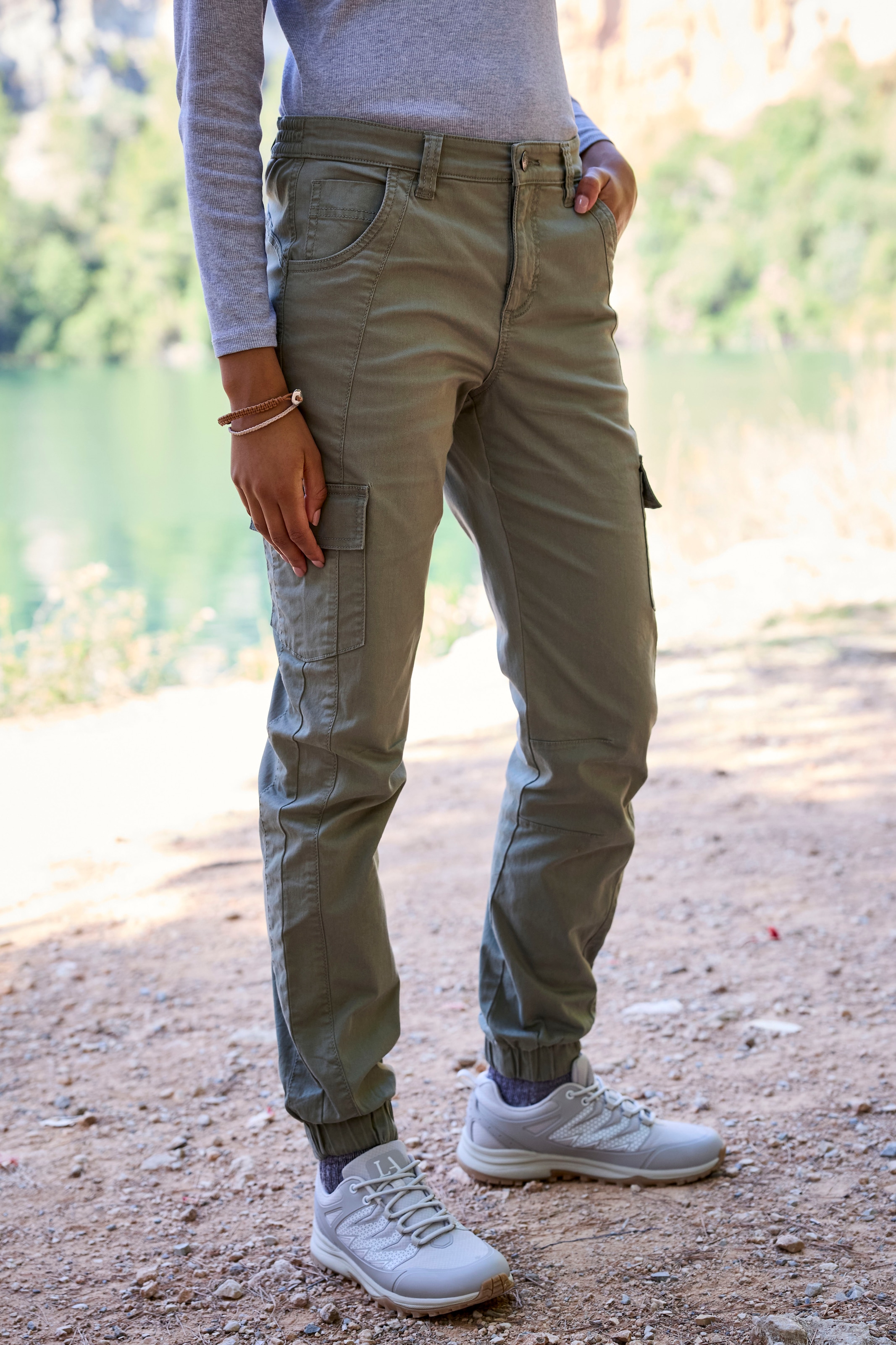 Vivance active Trekkinghose »Cargo Jeans Optik«, Baumwollmix mit Cargo Taschen