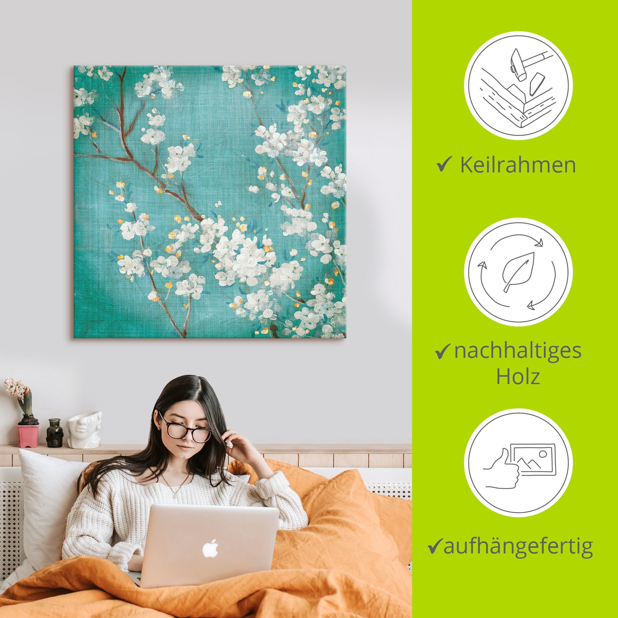 Artland Wandbild »Weiße Kirschblüten II«, Blumen, (1 St.), als Leinwandbild, Poster in verschied. Größen