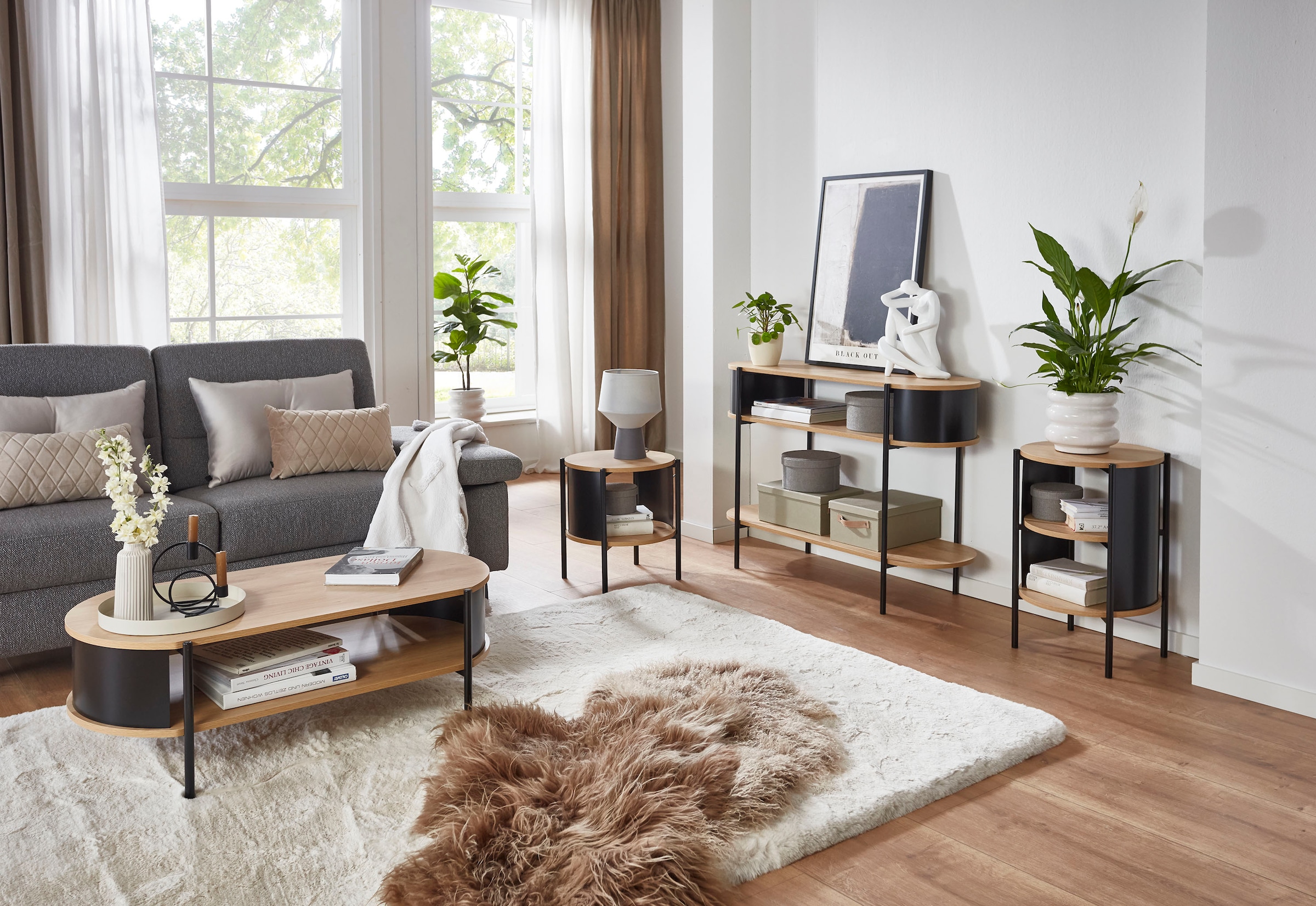 HAKU Couchtisch »Sofatisch, Wohnzimmertisch« 1 Stk. tlg. oval - aus MDF Braun B/T/H 100/54/37 cm