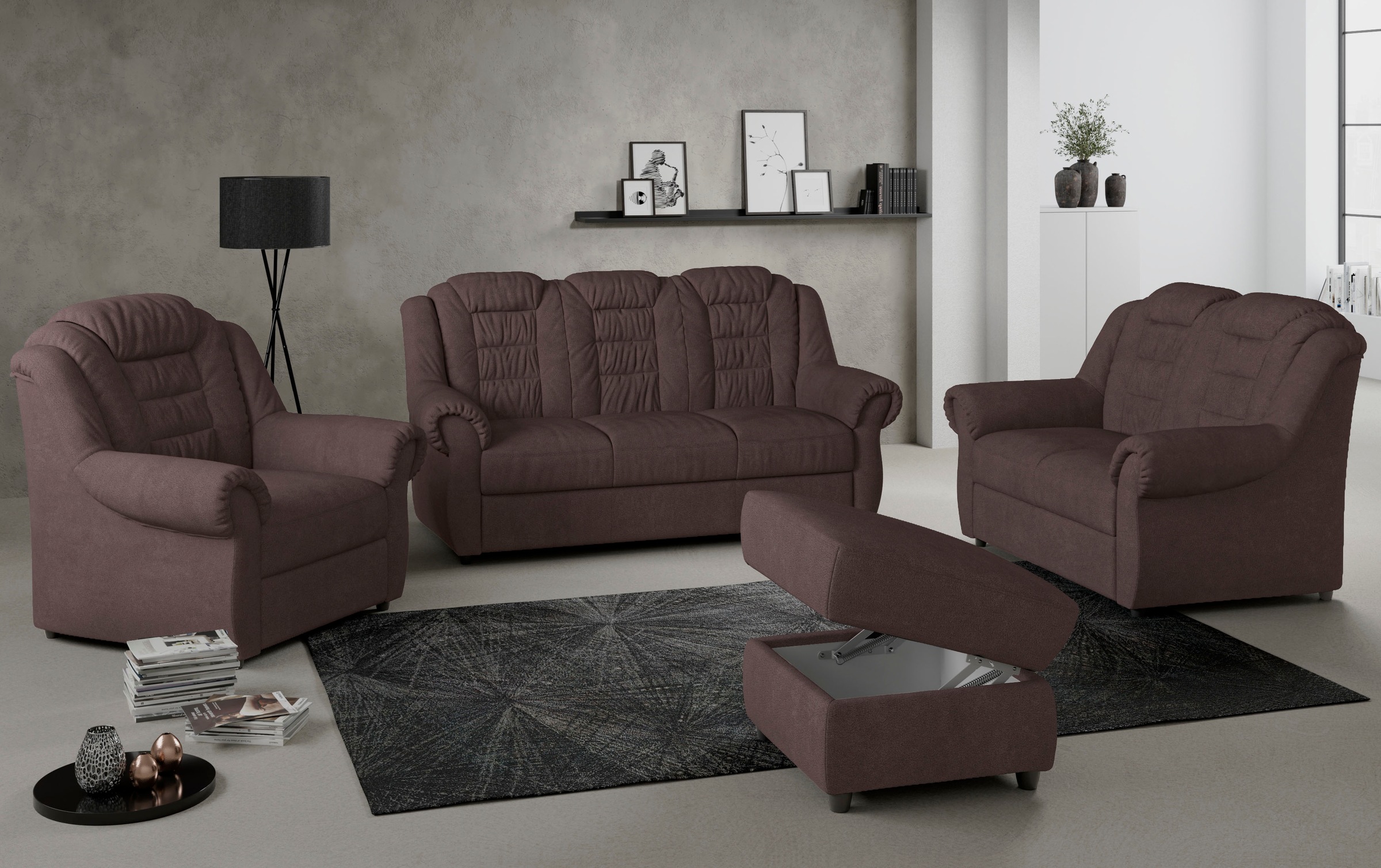 Home affaire 3-Sitzer "Boston" Sofa mit hoher Rückenlehne günstig online kaufen