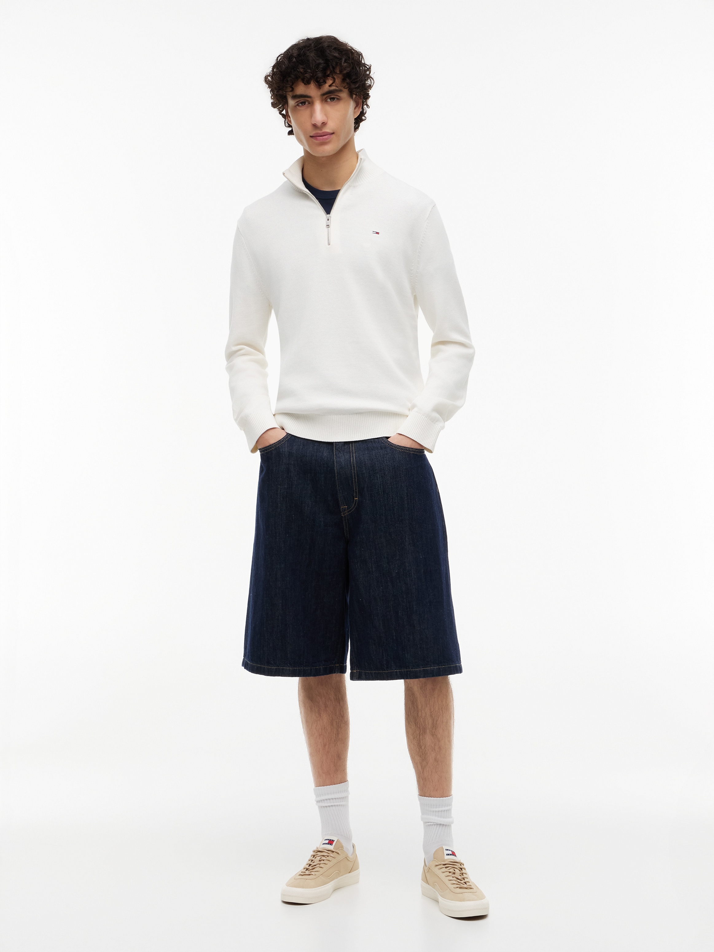 Tommy Jeans Strickpullover »TJM SLM ESS LIGHT ¼ ZIP SWTR EXT« Mit Rundhalsausschnitt
