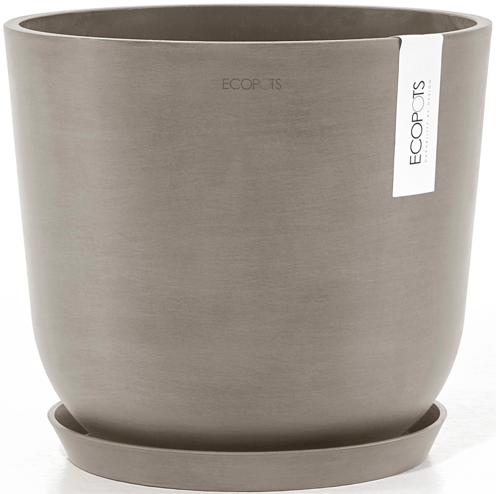 ECOPOTS Blumentopf "Oslo 25 + Wassersystem Taupe", für innen und außen: frostsicher, bruchsicher und lichtbeständig