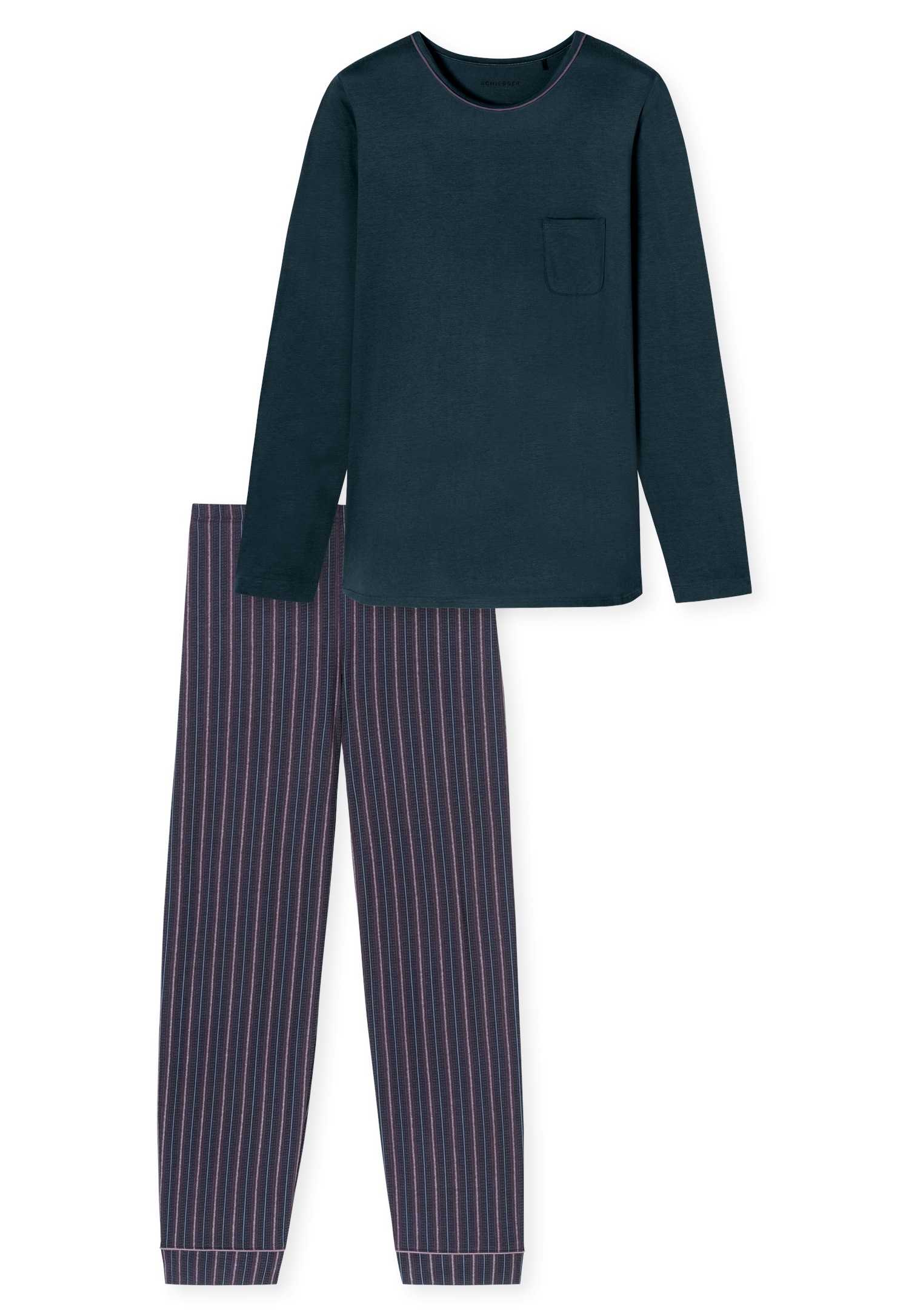 Schiesser Schlafanzug "Comfort Nightwear", (2 tlg.), Baumwollmischung, Rund günstig online kaufen