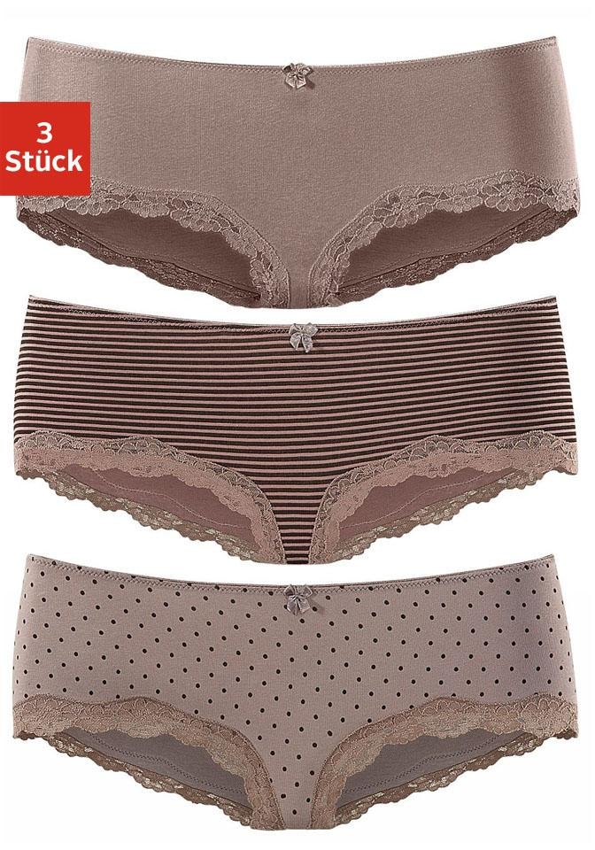 LASCANA Panty, aus elastischer Baumwolle mit zarter Spitze günstig online kaufen