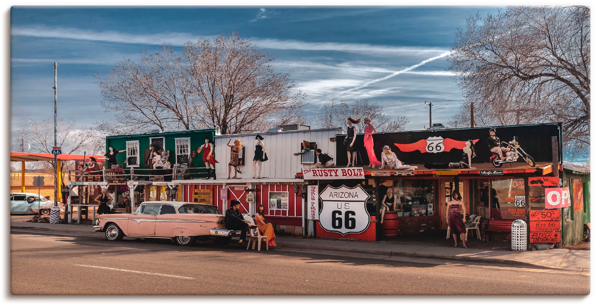 Artland Wandbild "Historische Route 66 in Seligman", Amerika, (1 St.), als Leinwandbild, Poster in verschied. Größen