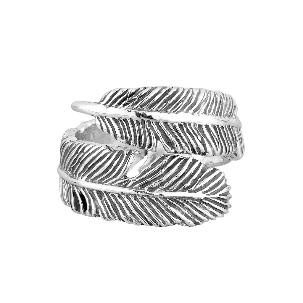 Elli Fingerring »Offen mit Feder Design 925 Silber«