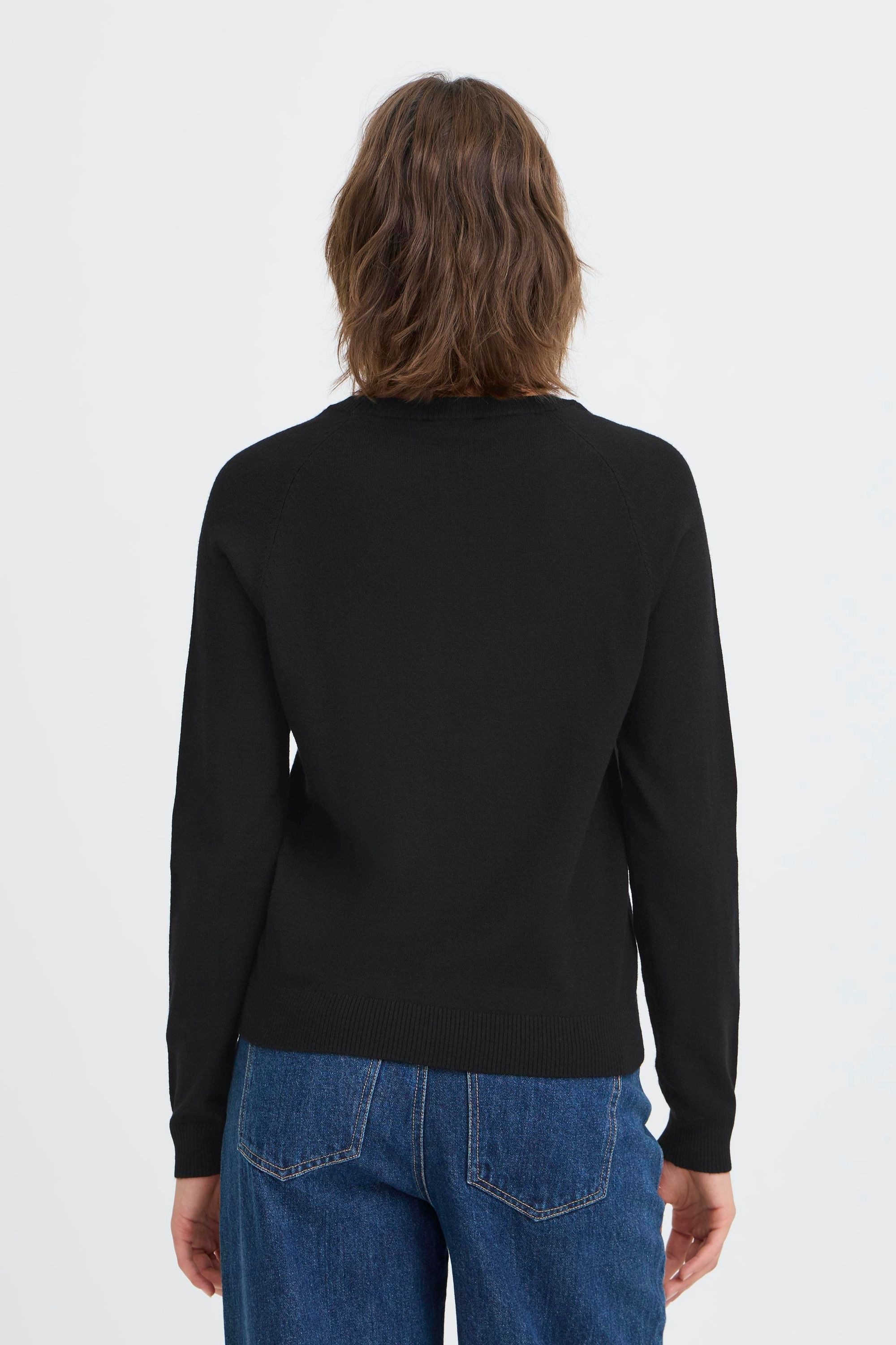 Strickfleece-Pullover OXMO "Strickpullover OXBMMNORA RAGLAN JUMPER", Damen, Gr. M, schwarz, Obermaterial: 52% Viskose CV. 28% Polyester PES. 20% Polyamid PA., Pullover 3