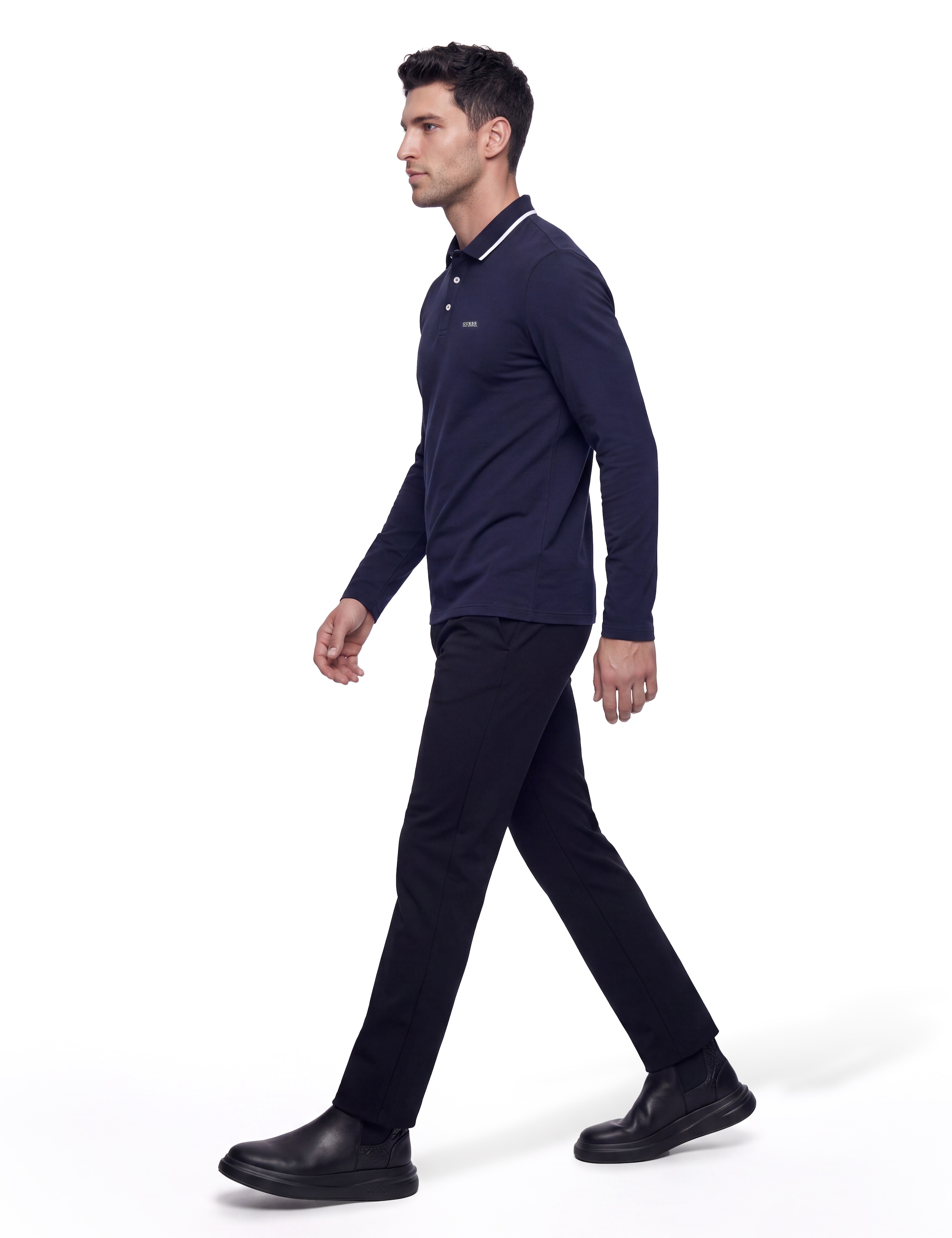 Guess Langarm-Poloshirt Regular Fit, reine Baumwolle