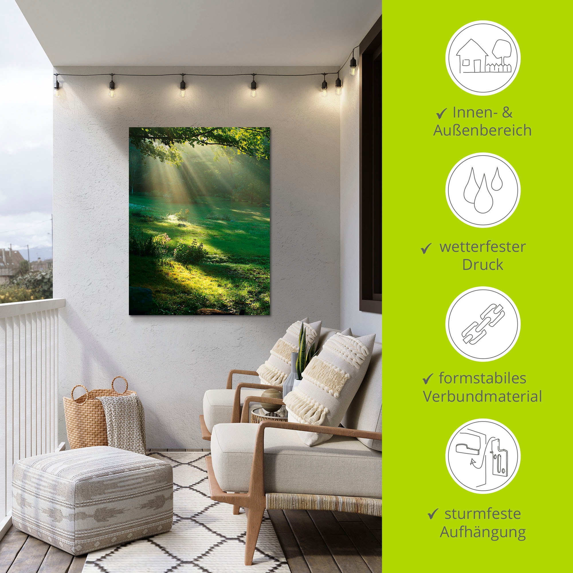 Artland Wandbild »Lichtkegel«, Wald, (1 St.), als Alubild, Outdoorbild, Leinwandbild, Poster, Wandaufkleber