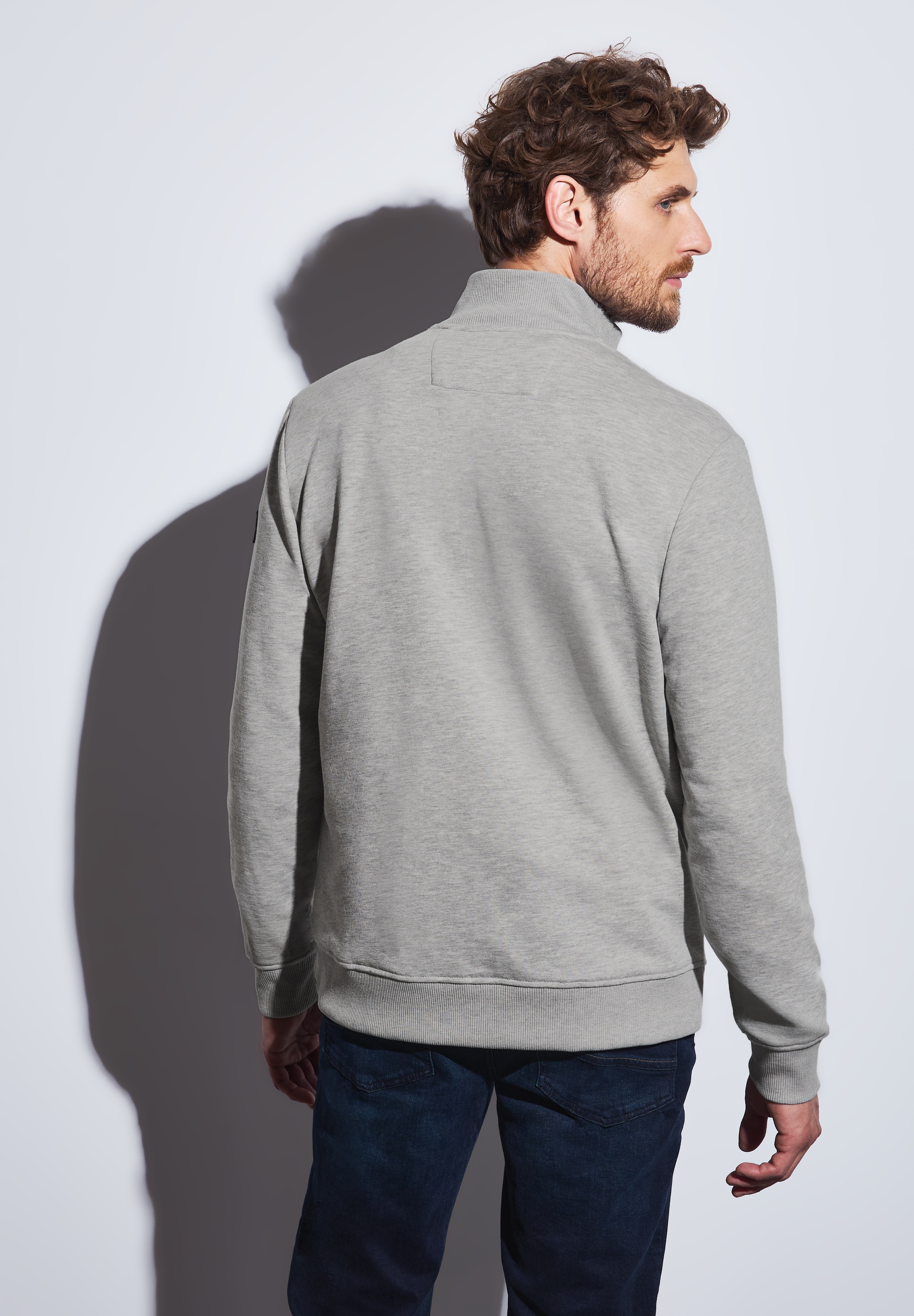 STREET ONE MEN Sweatjacke, mit Stehkragen