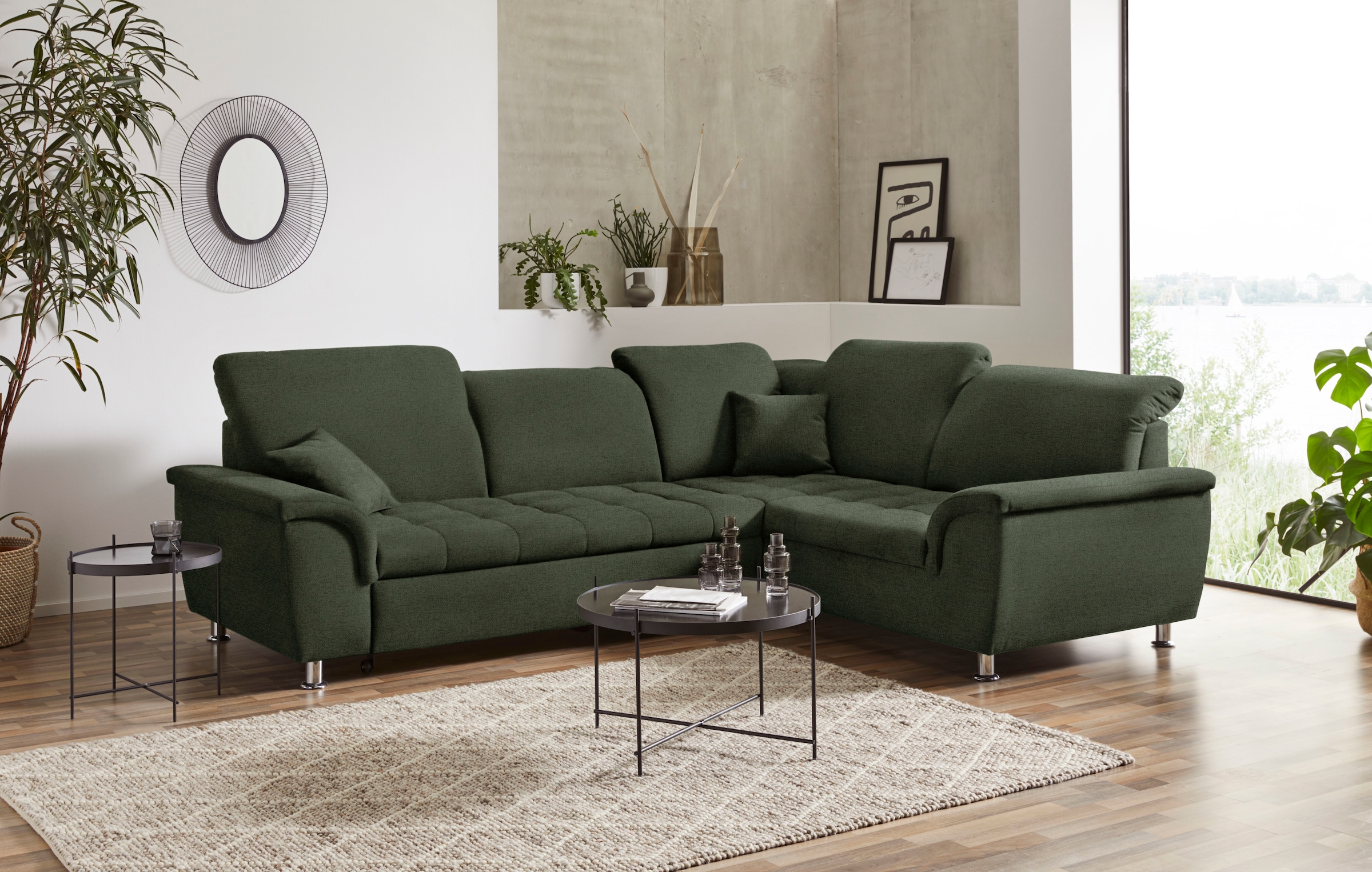 DOMO collection Ecksofa "Franzi, zeitlos und elegant, moderne Sitzheftung, günstig online kaufen