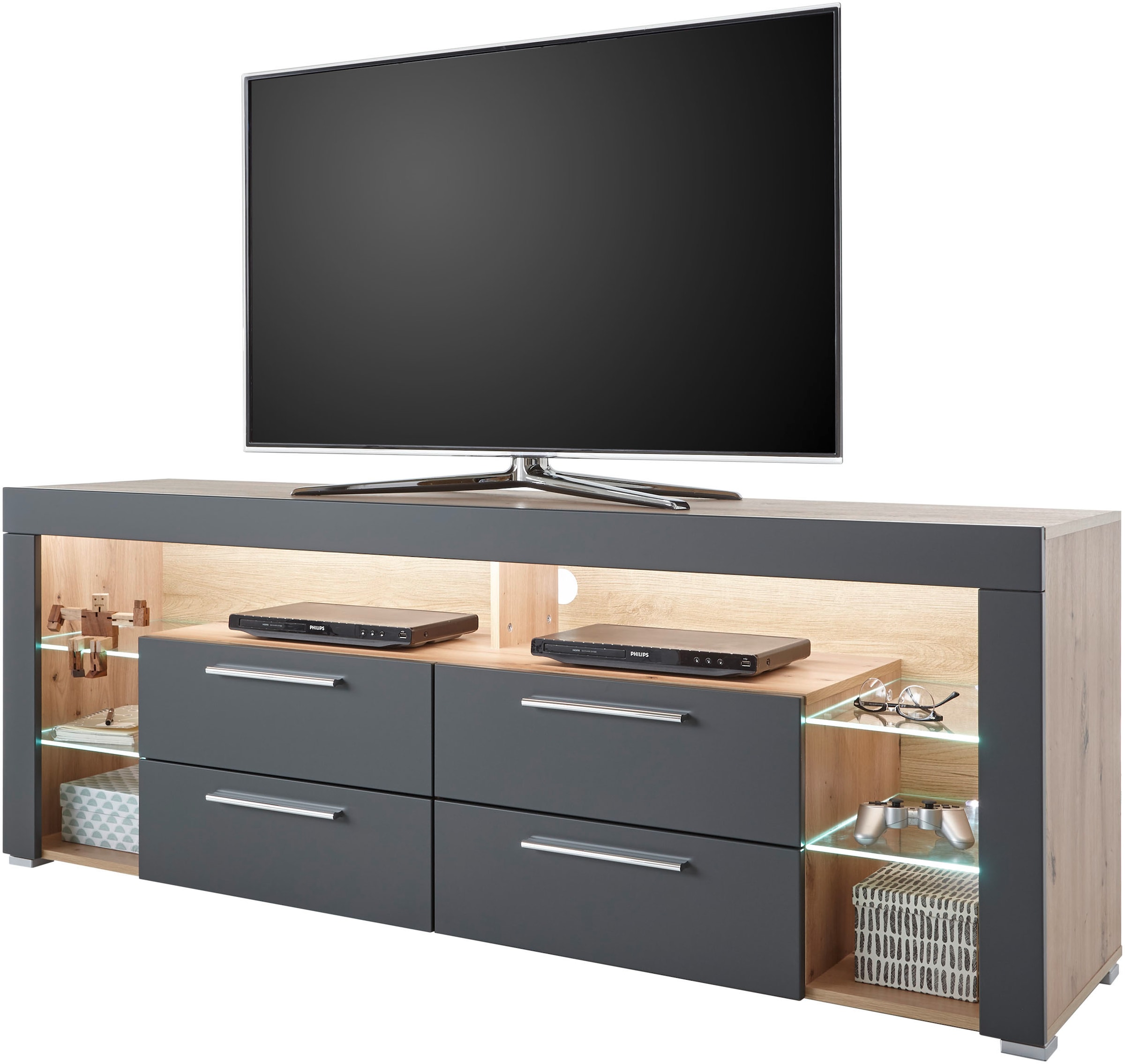 Stolkom TV-Schrank »Goal«, 4 Schubkästen, 6 offenen Fächern, Stellmaß 179/66/44 cm