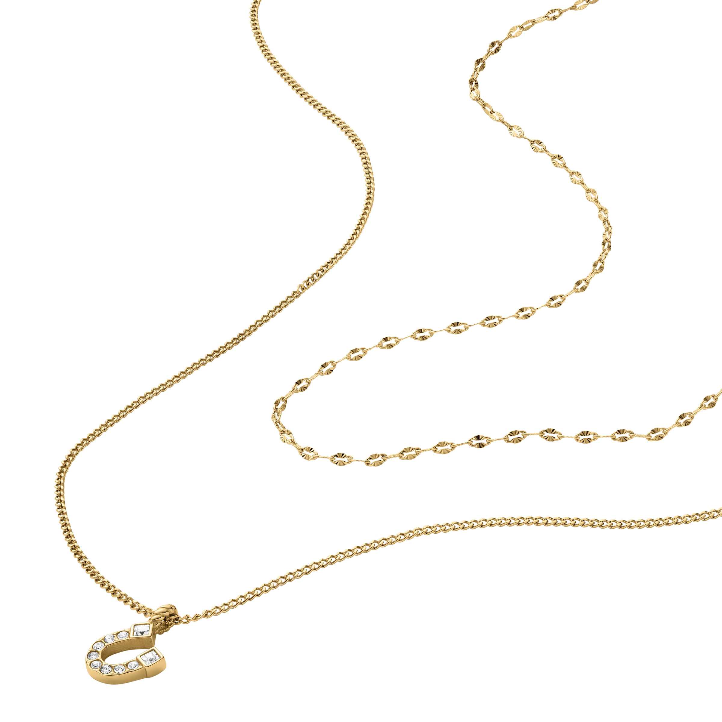 Fossil Kette mit Anhänger »Schmuck Geschenk Edelstahl SUTTON«, mit Glasstein