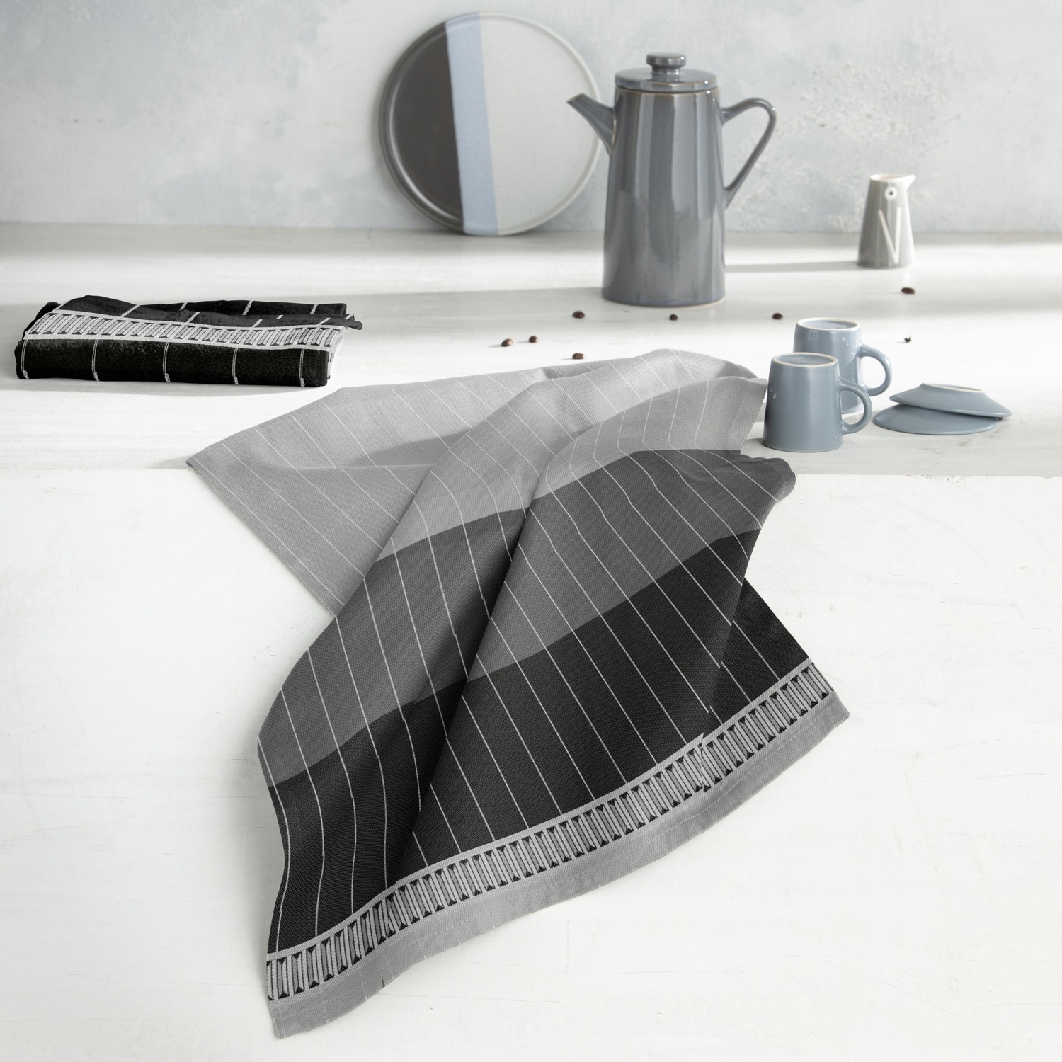 Thumbnail - DDDDD Geschirrtuch "DDDDD Küchenhandtuch Jules 50x55 Anthrazit (6er-Pack)" schnell trocknend, 100% Baumwolle, mit klassi...