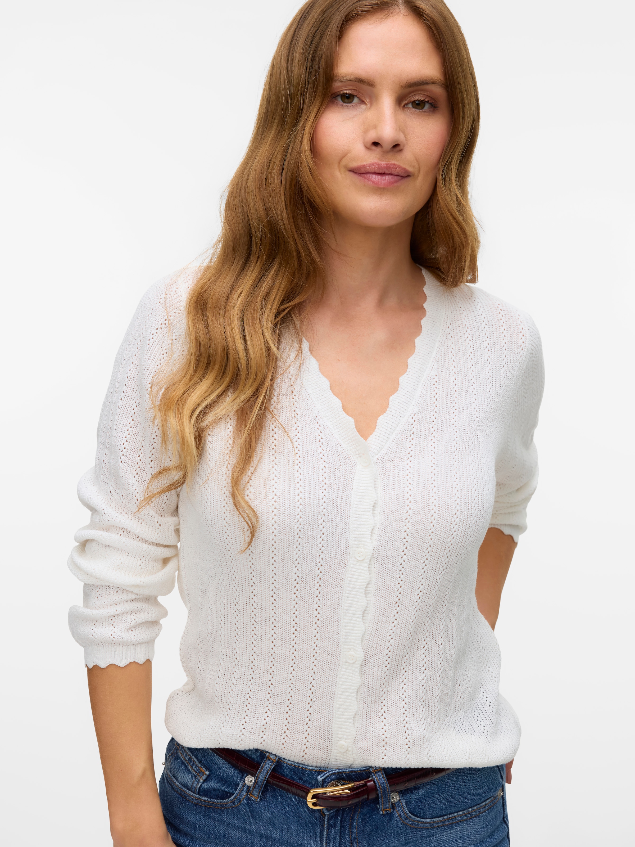 Vero Moda Strickjacke »VMLUXLIGHT POINTELLE LS V-NECK CARDIGAN«