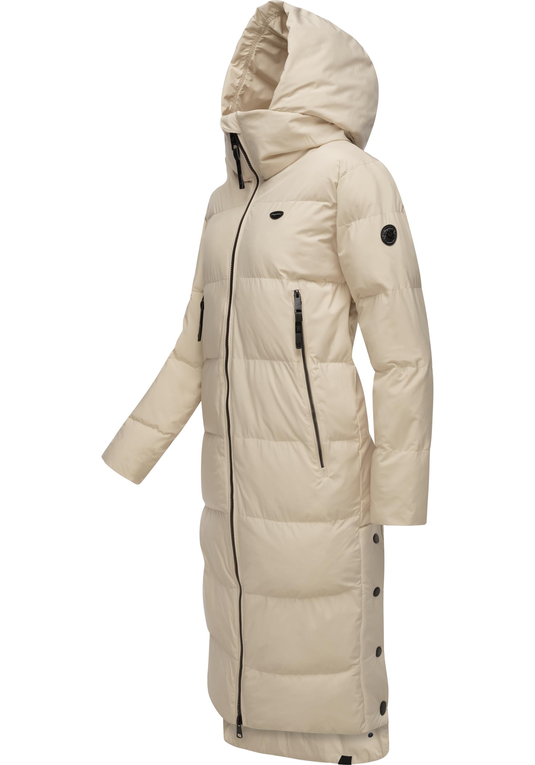 Ragwear Wintermantel »Patrise«, Extralanger Damen Winter Steppmantel mit Gehschlitzen