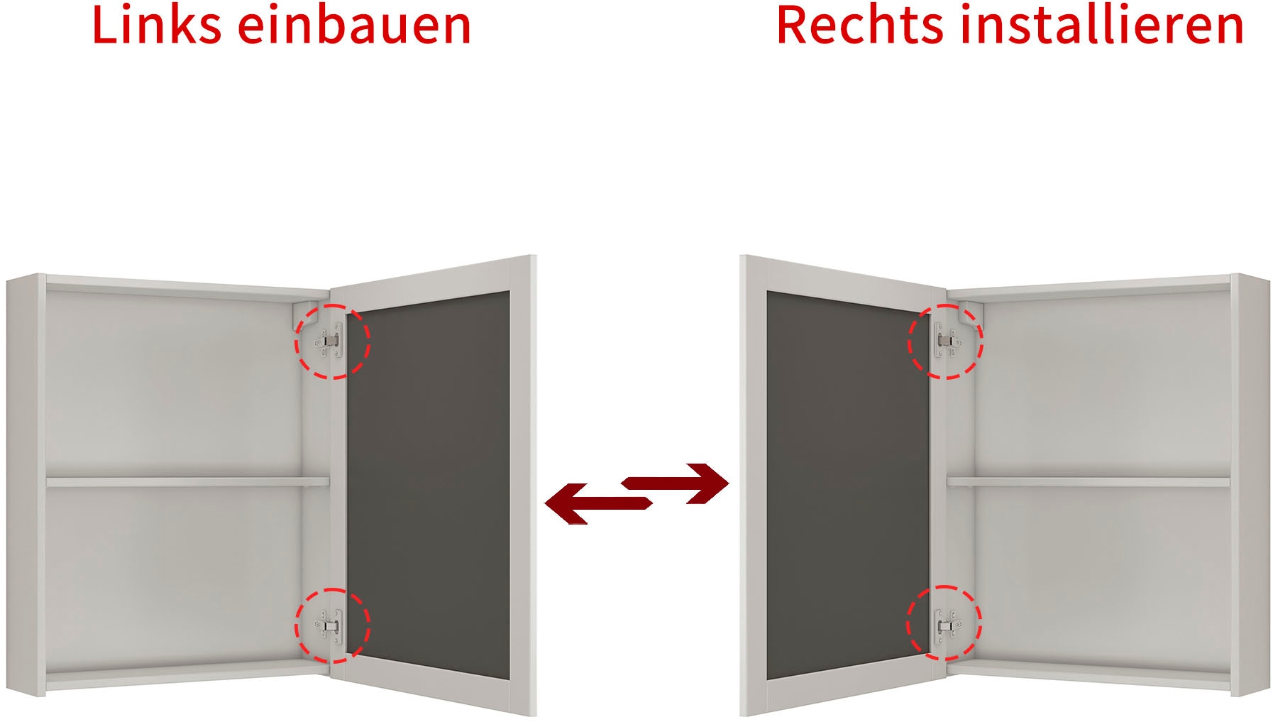 welltime Spiegelschrank »AMSTERDAM« platzsparender Spiegelschrank mit individuell verstellbarem Regalboden