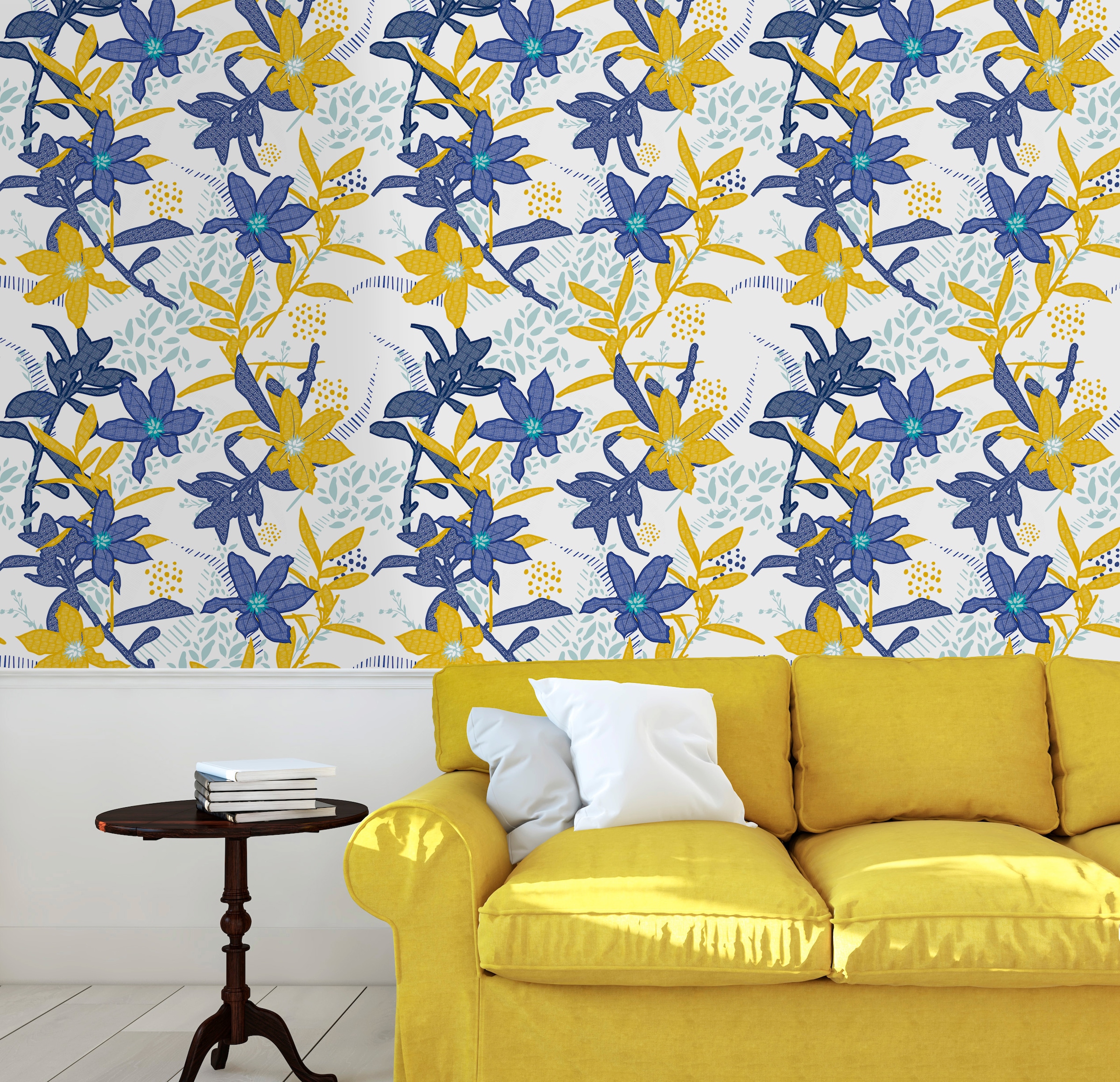 queence Vinyltapete »Dua«, bedruckt-Motiv-botanisch-floral-gemustert-natürlich, 90x250cm, selbstklebend, kinderleichte Anbringung, Sticker