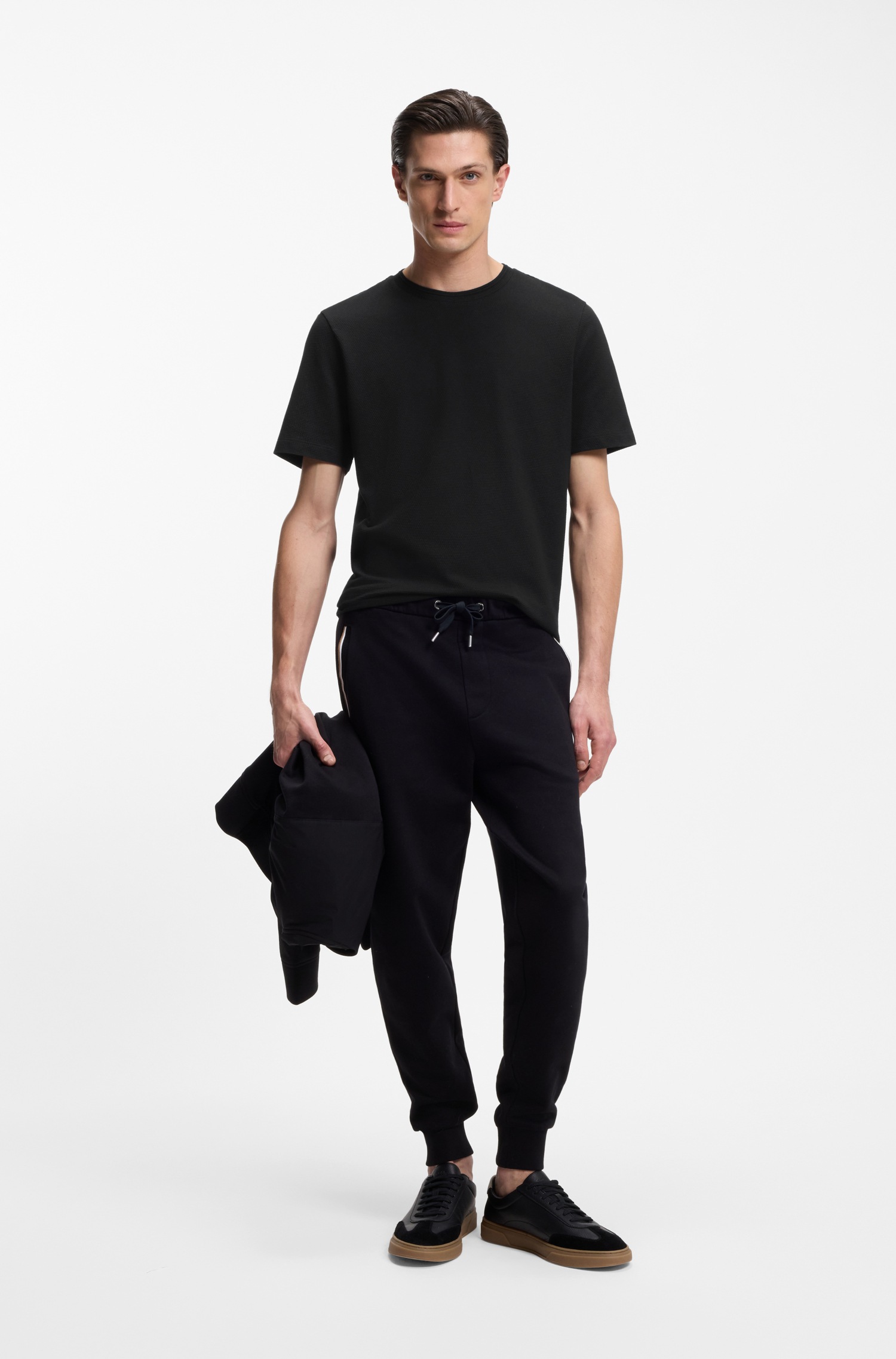 BOSS T-Shirt »Tiburt« mit Jacquard-Struktur, regular fit