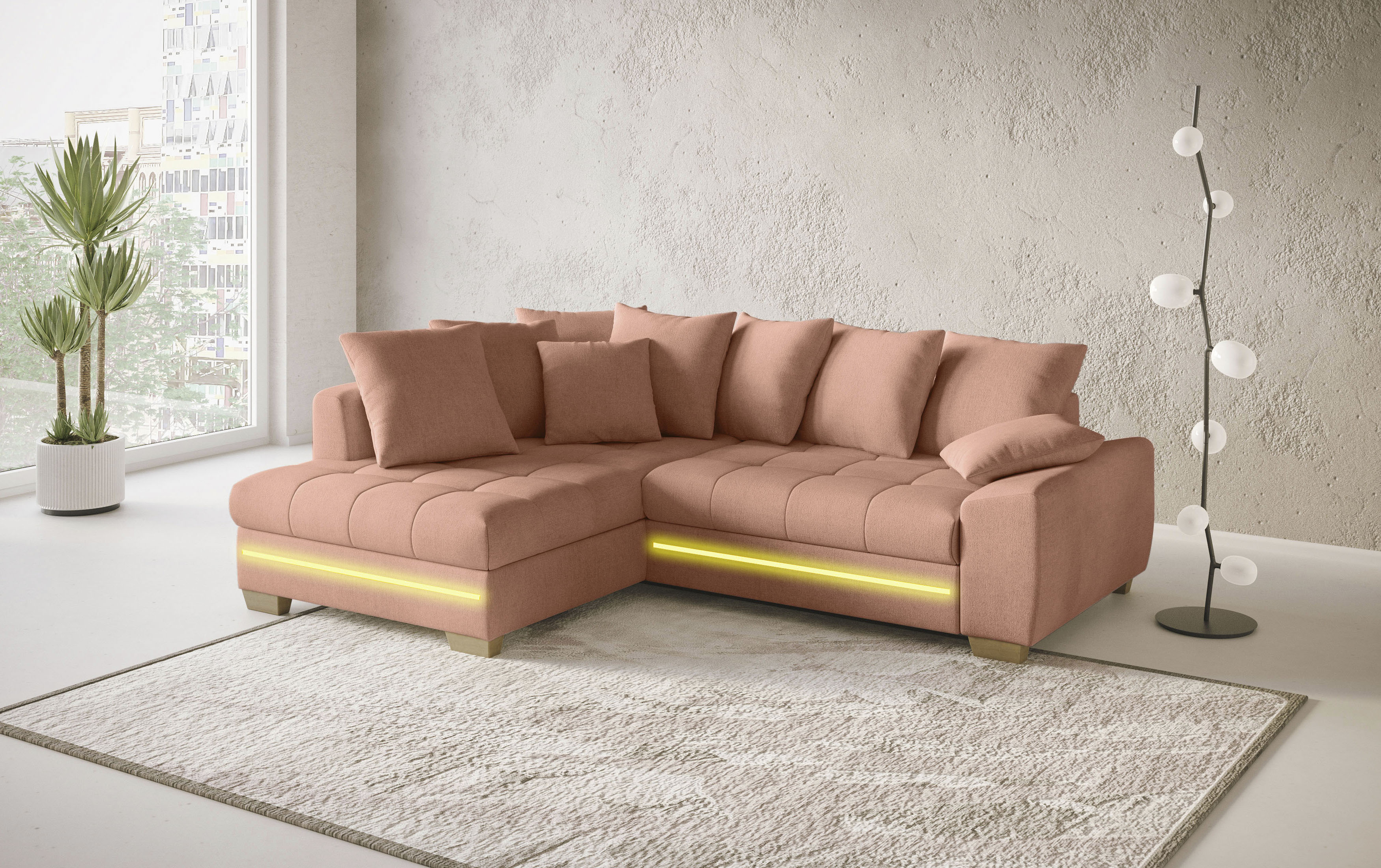 Thumbnail - Mr. Couch Ecksofa "Nikita II, L-Form" mit RGB-LED Beleuchtung, wahlweise mit Bett, Bettkasten, Kaltschaum